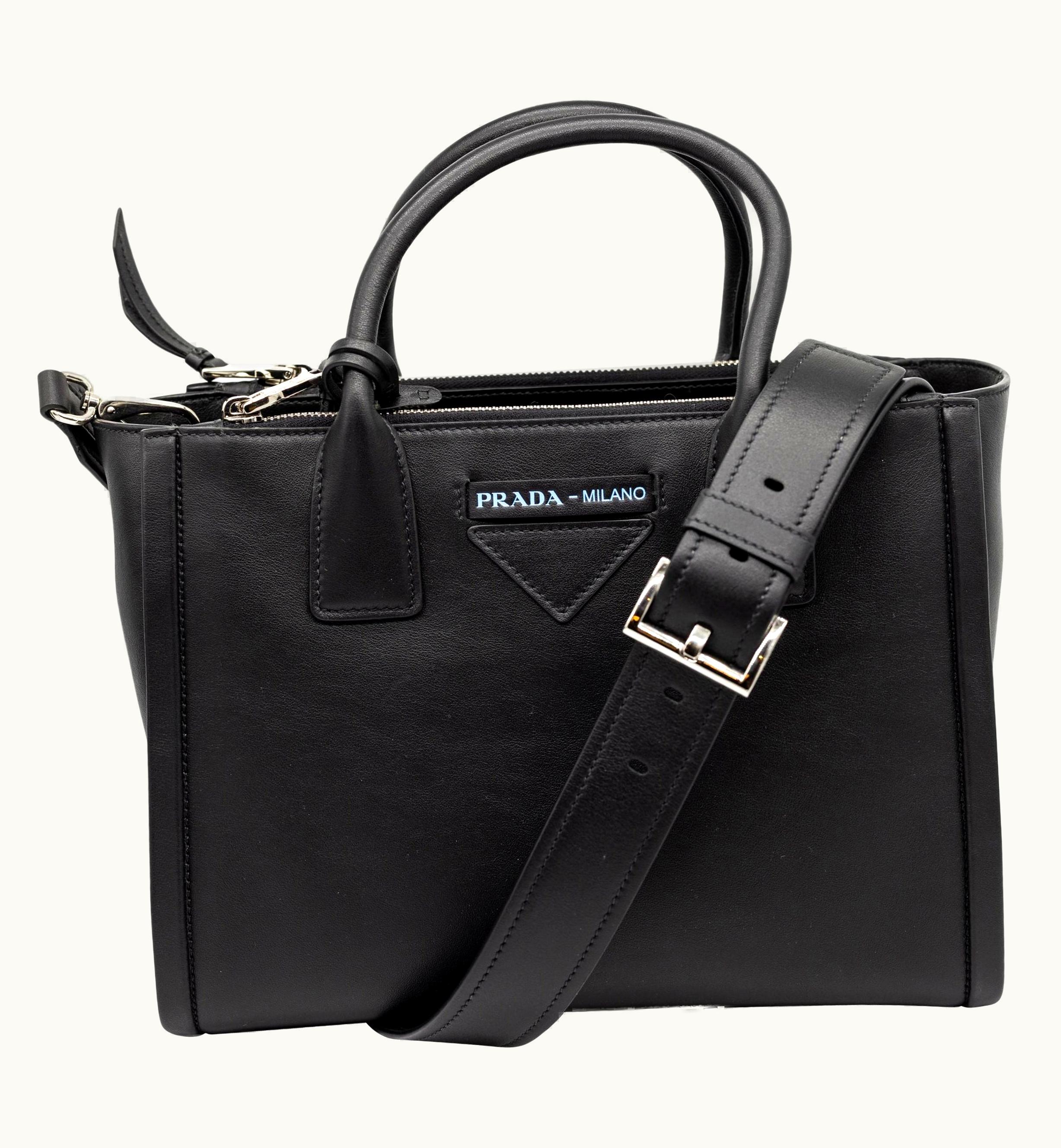 Prada Prada Black VItello Calfskin Leather Grace Lux Concept Shoulder Tote