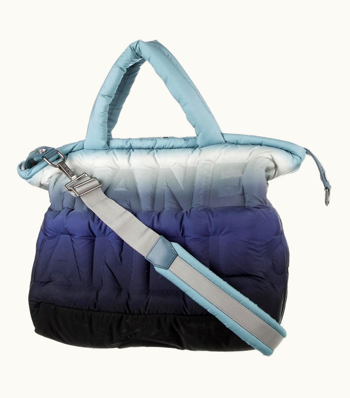 Chanel Chanel 2018 Puffer Ombré Gradient Blue Puffer Quilted Travel Shoulder Crossbody