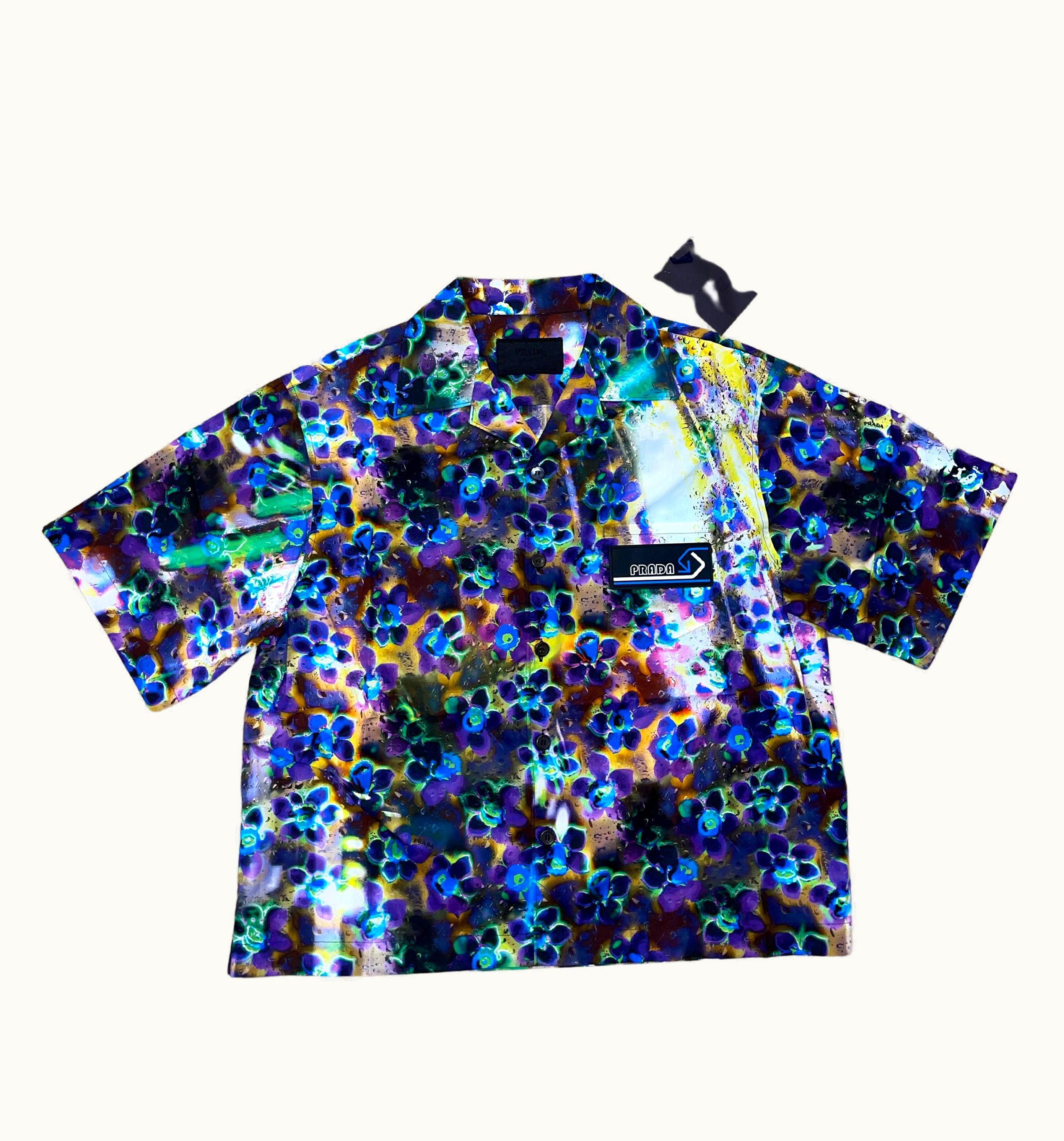 Prada Prada 2018 Liquid Floral Daisy Bowling Button Up Shirt arge