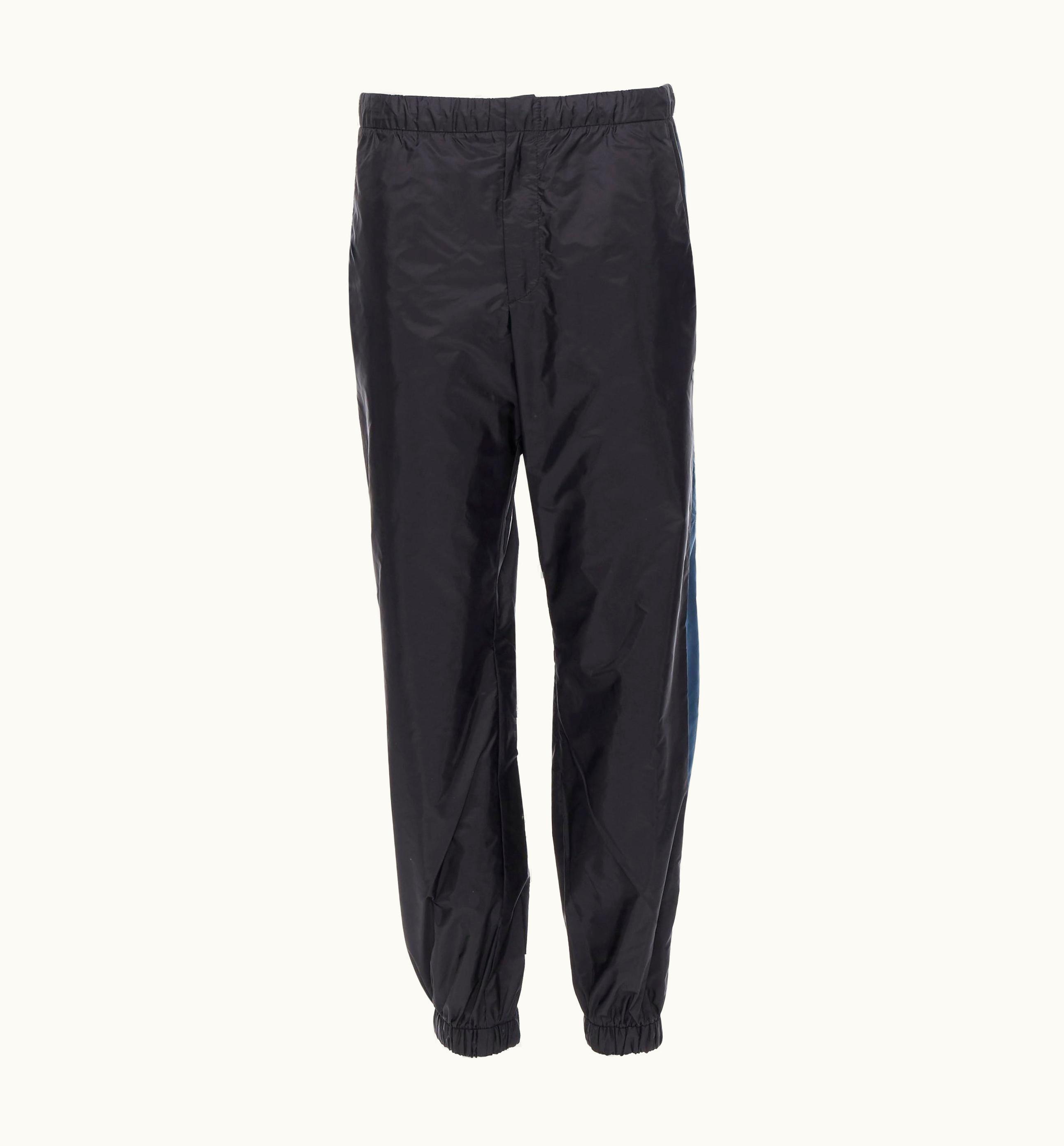 Prada Prada Nylon 2018 Black Blue Side Stripe Toggle Gabardine Track Pants
