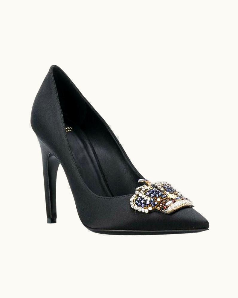 Versace /2018 Versace Rock N' Royalty Satin Pumps In Black UZ0613968