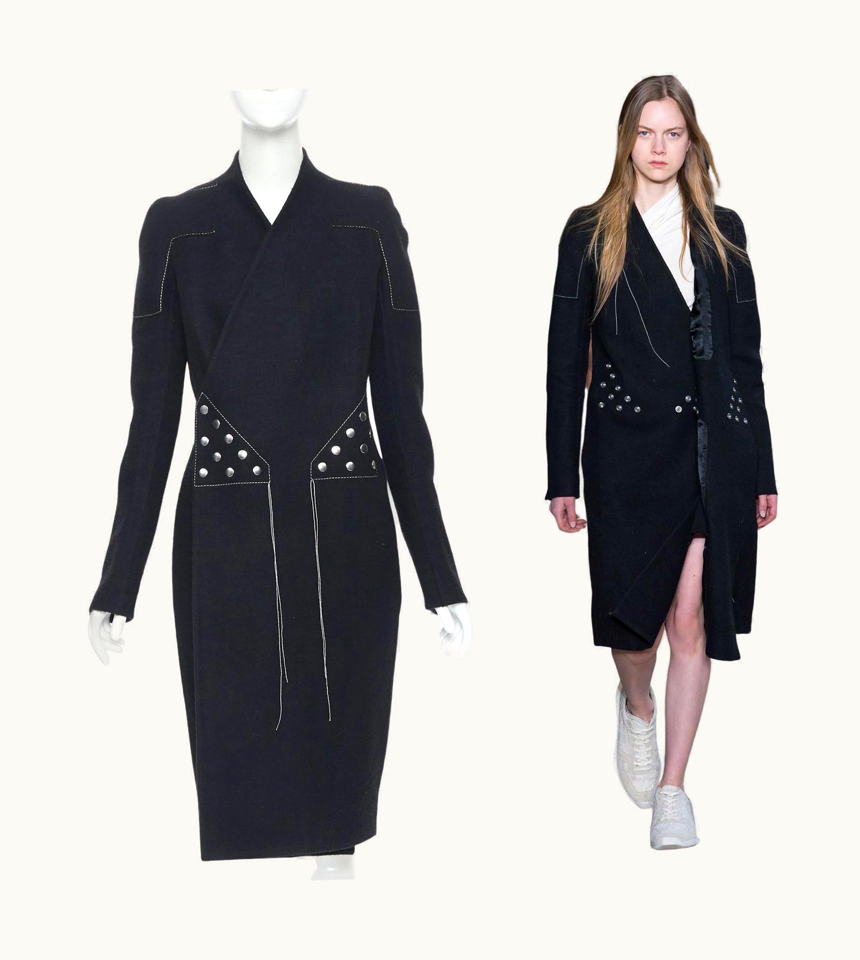 Rick Owens Rick Owens 2018 Sisyphus Snap Soft Coat Black Camel Wool Coat