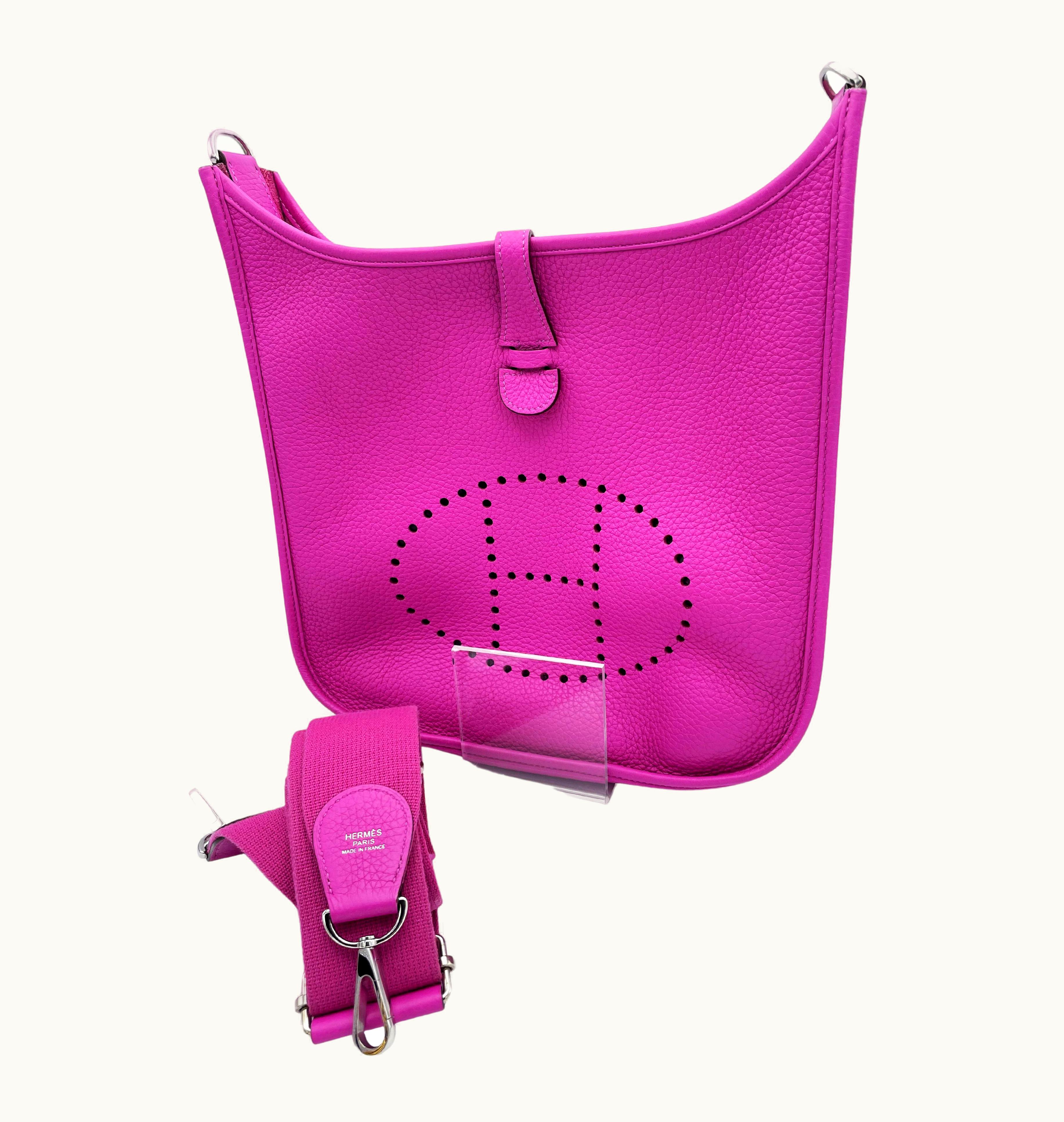 Hermes Evelyne III Pm Shoulder Bag Pink Clemence Leather, Silber Hardware C=2018 2018