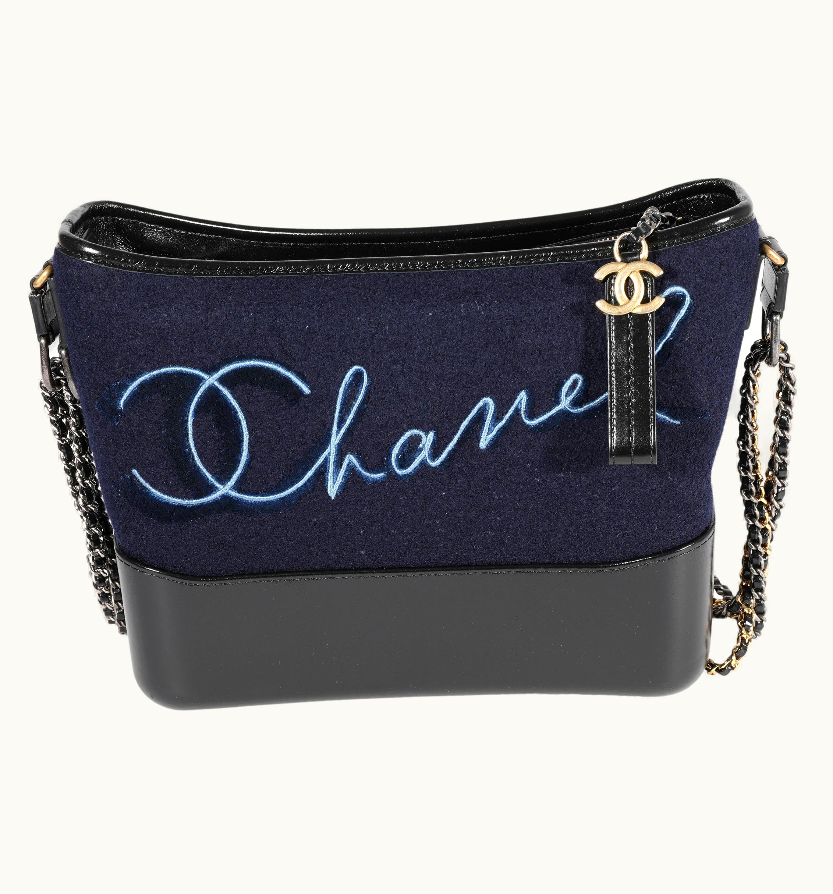 Chanel Chanel Navy Wool Paris-Hamburg Embroidered Large Gabrielle Hobo UZ0614100
