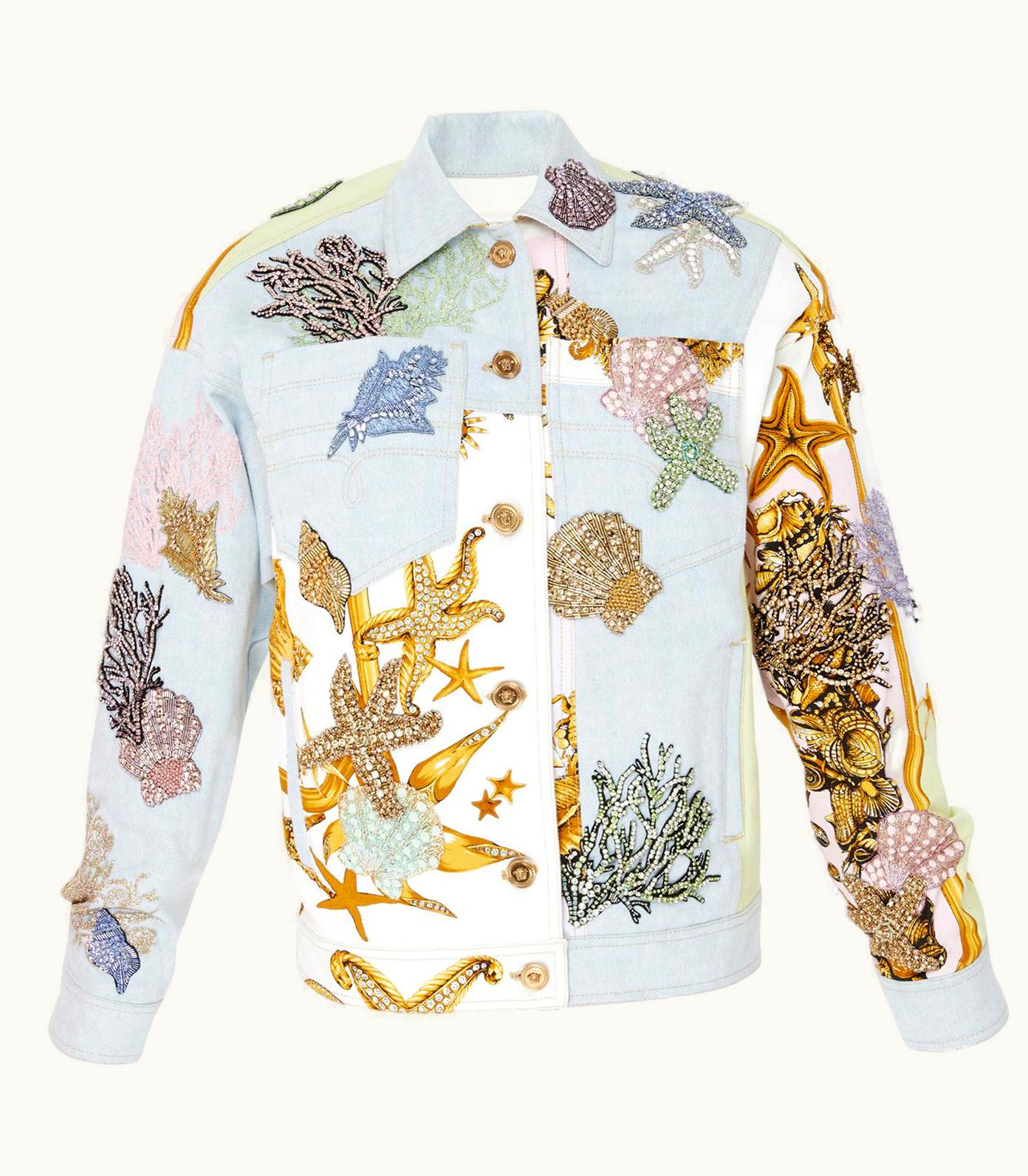 Versace Versace S/S Tribute Runway Tresor De La Mer Embellished Denim Jacket UZ0614110