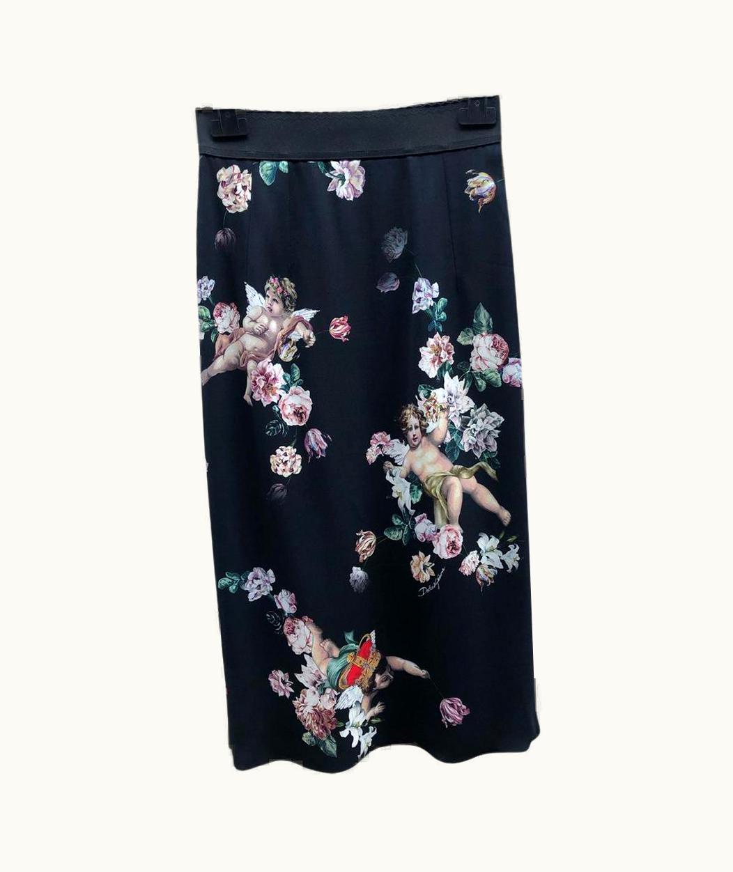 Dolce & Gabbana Dolce & Gabbana Silk Mid-Length Skirt In Black UZ0614115