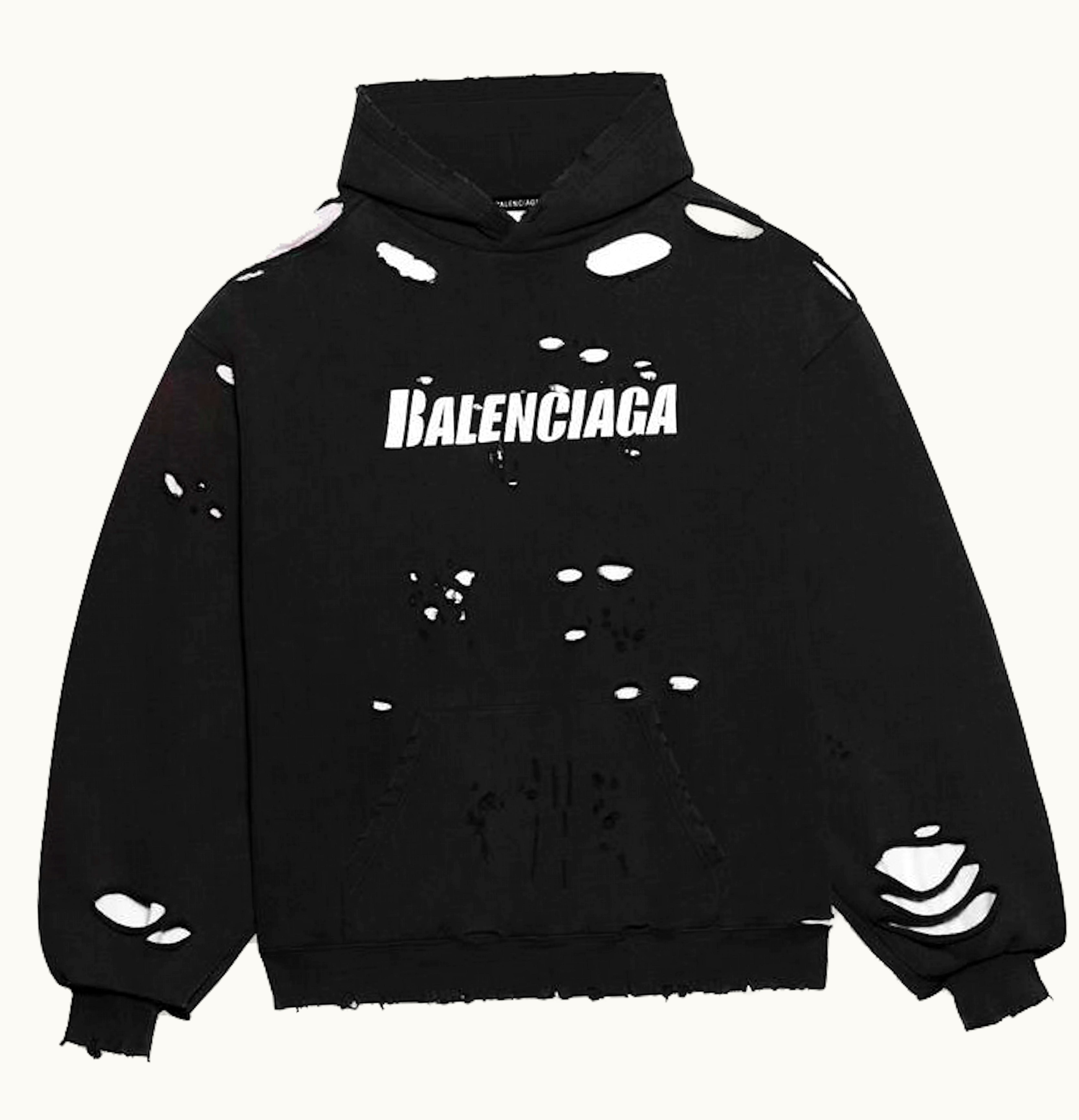 Balenciaga Balenciaga Caps Destroyed Hoodie Black White