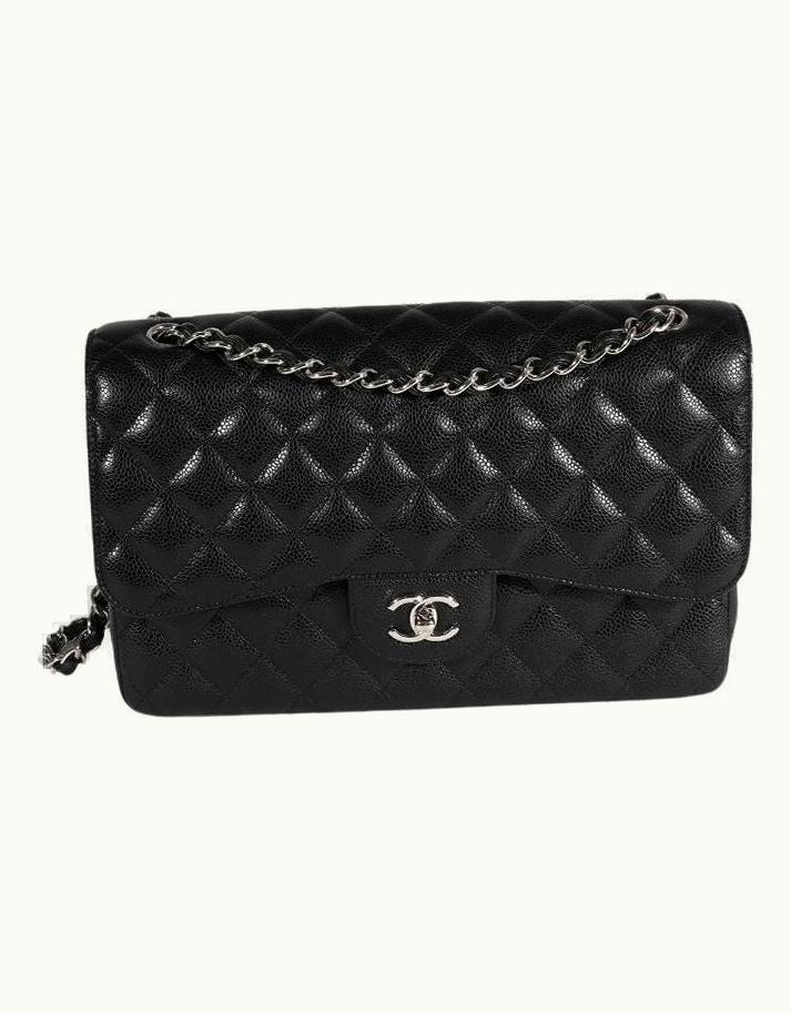 Chanel Chanel Black Quilted Caviar Jumbo Classic Double Flap Bag UZ0614128