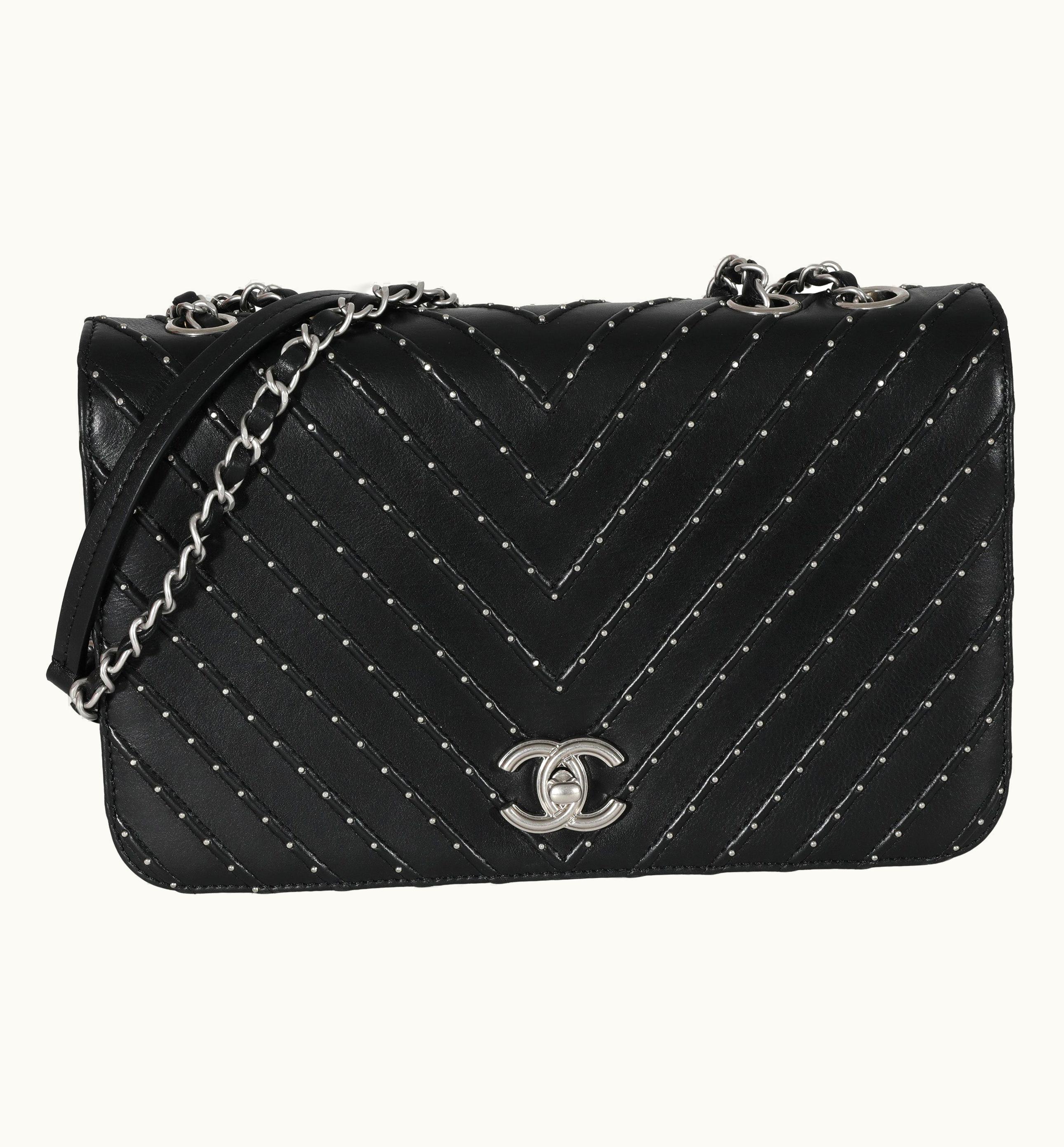 Chanel Chanel Black Calfskin Chevron Small Stud Wars Flap Bag