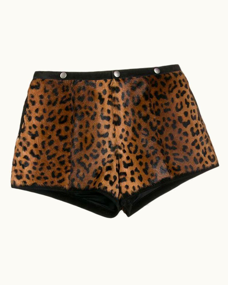 Saint Laurent Saint Laurent Fall 2019 Runway Leopard Mini Shorts UZ0614147