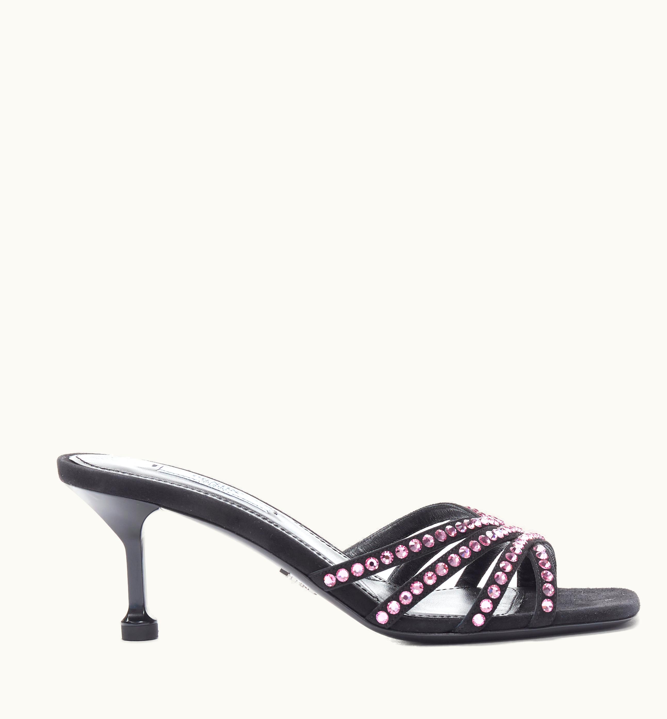 Prada Prada 2019 Blue Crystal Rhinestone Strappy Open Toe Heel Sandal Mule