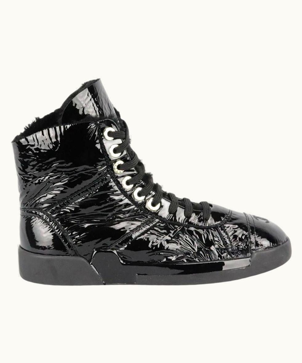 Chanel Chanel 2019 Shearling Lined Patent Leather Sneakers Eu 38 Us UZ0614190