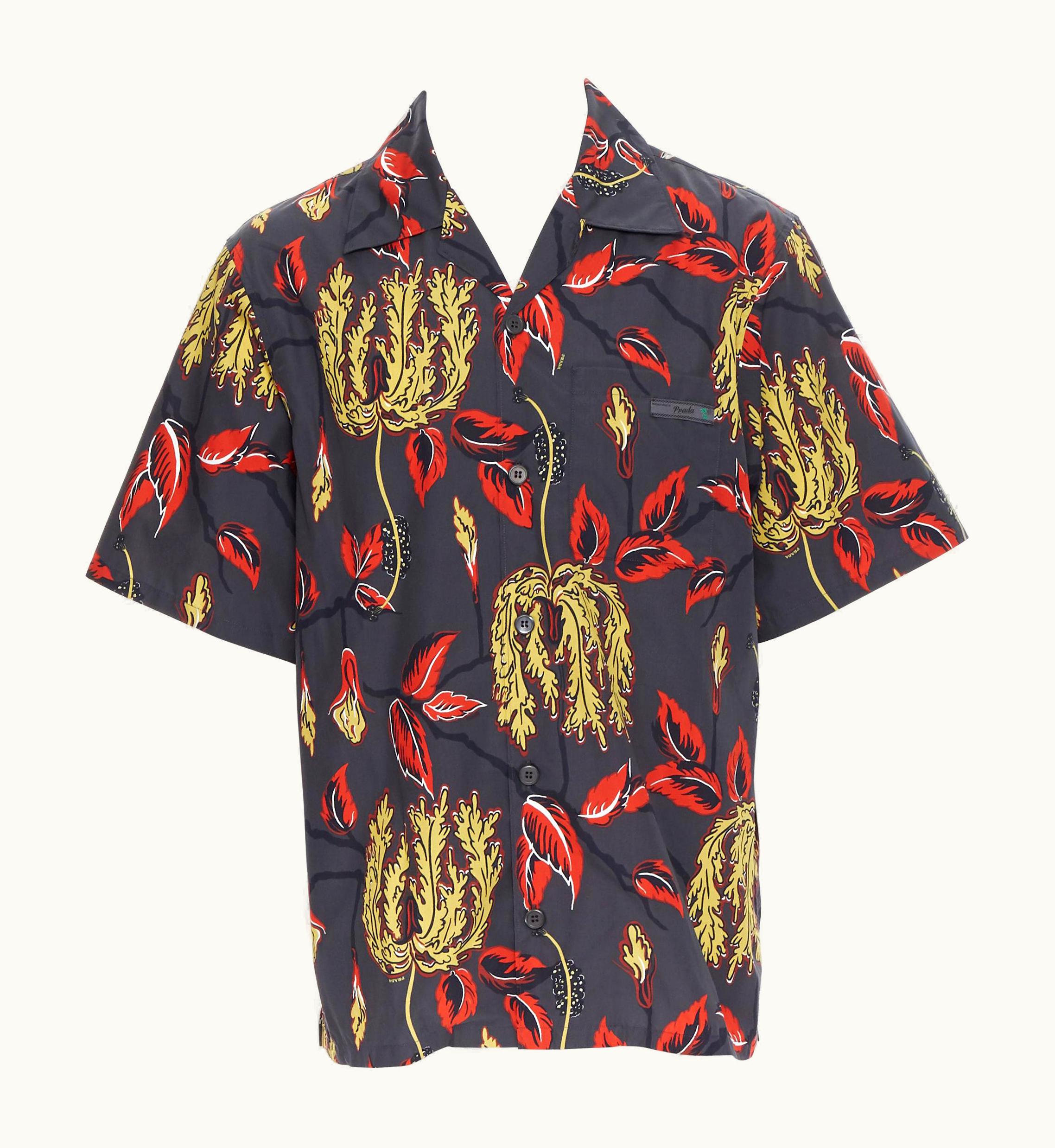 Prada Prada 2019 Lilium Floral Print Short Sleeve Hawaiian Bowling Camp Shirt
