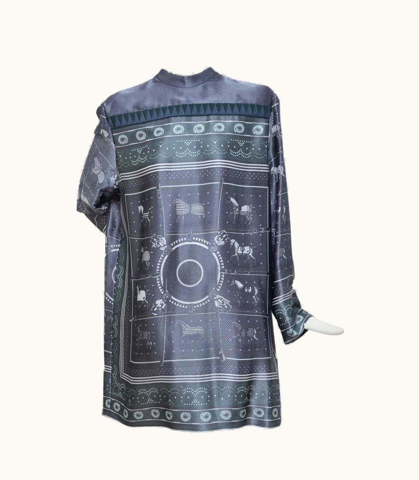 Hermes Horse Print Runway Fall 2019 Metallic Jacquard Tunic Top W Tags