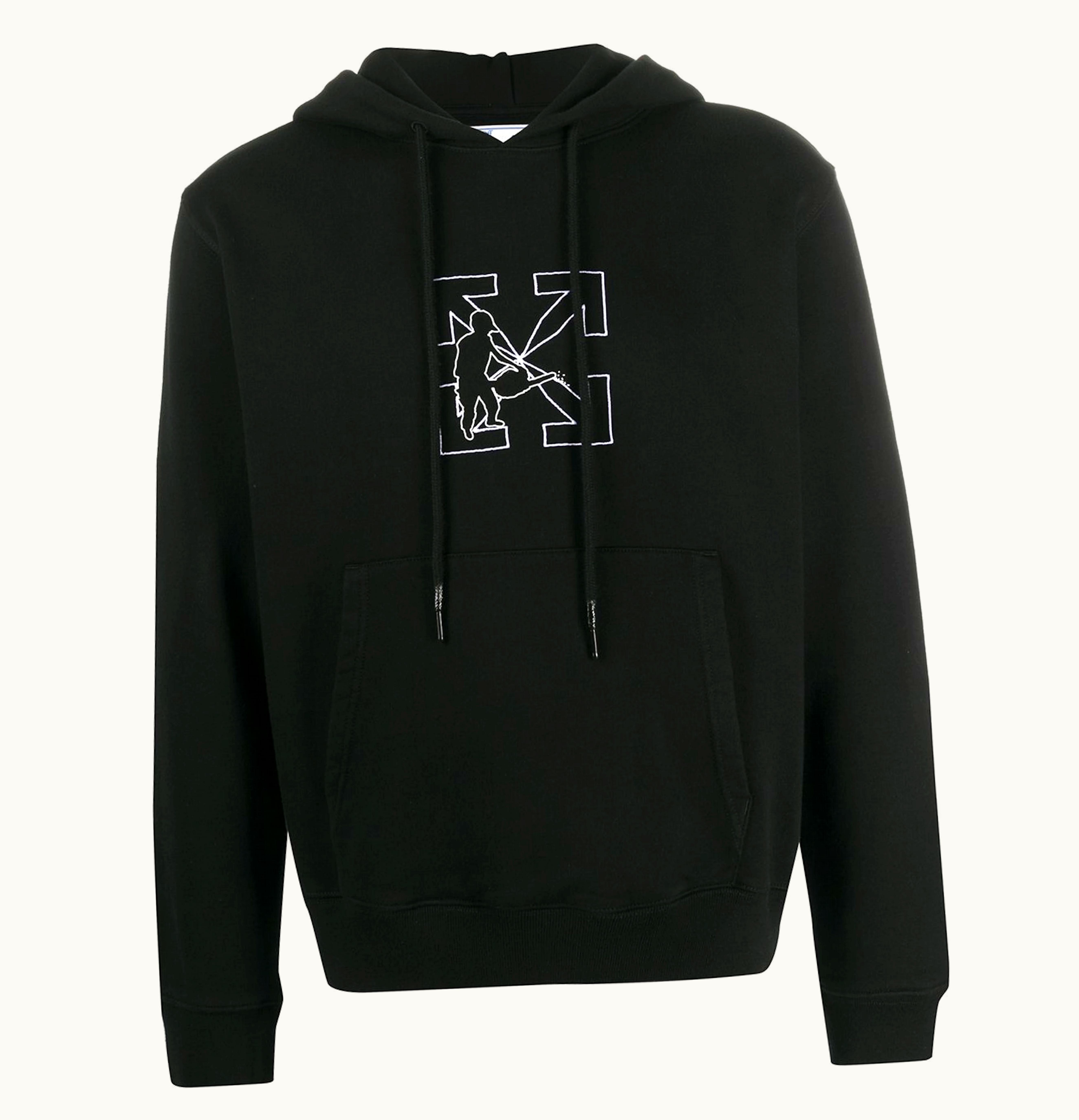 OFF-WHITE OFF WHITE Slim Fit Workers Hoodie Hoodie Black White