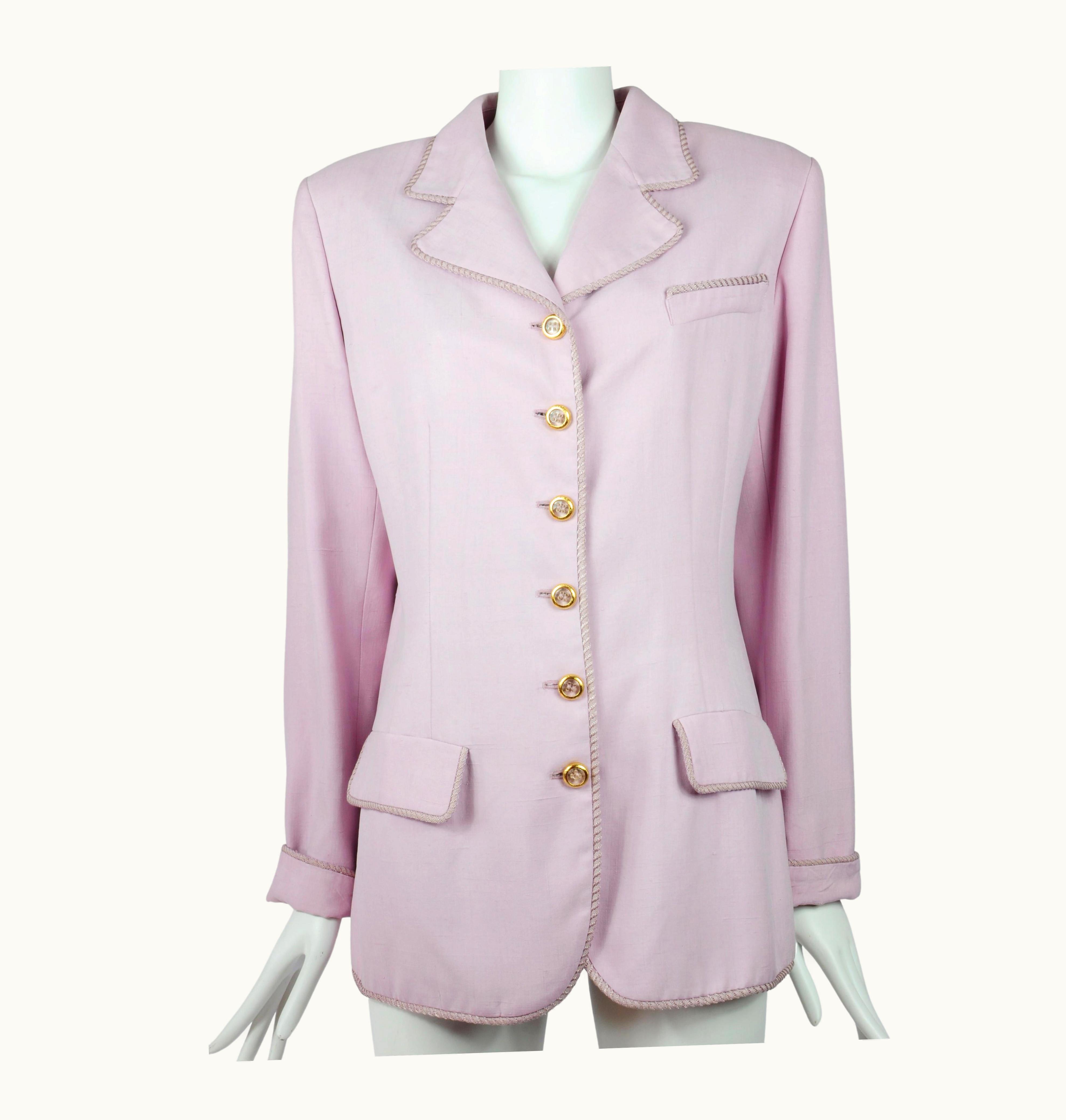 Valentino Valentino Miss V Silk Lilac Blazer Jacket With Golden Buttons 1990s UZ0614257