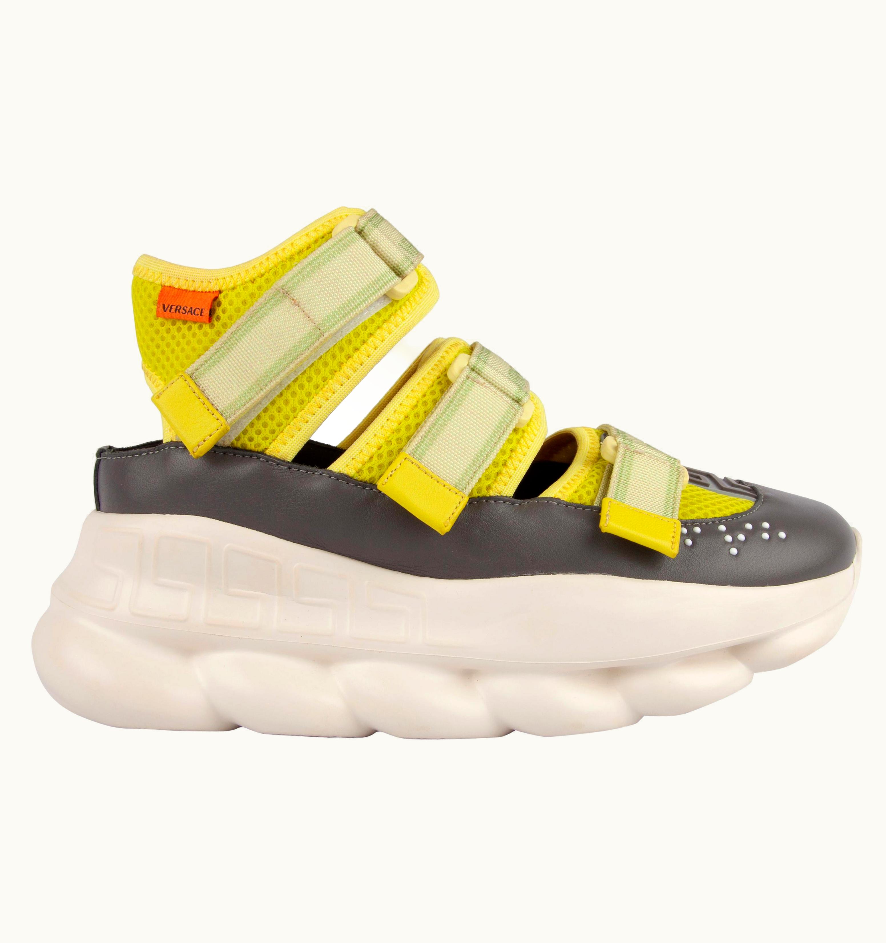 Versace Versace Runway Lime Green Cut-Out Velcro Chain Reaction Sneakers UZ0614259