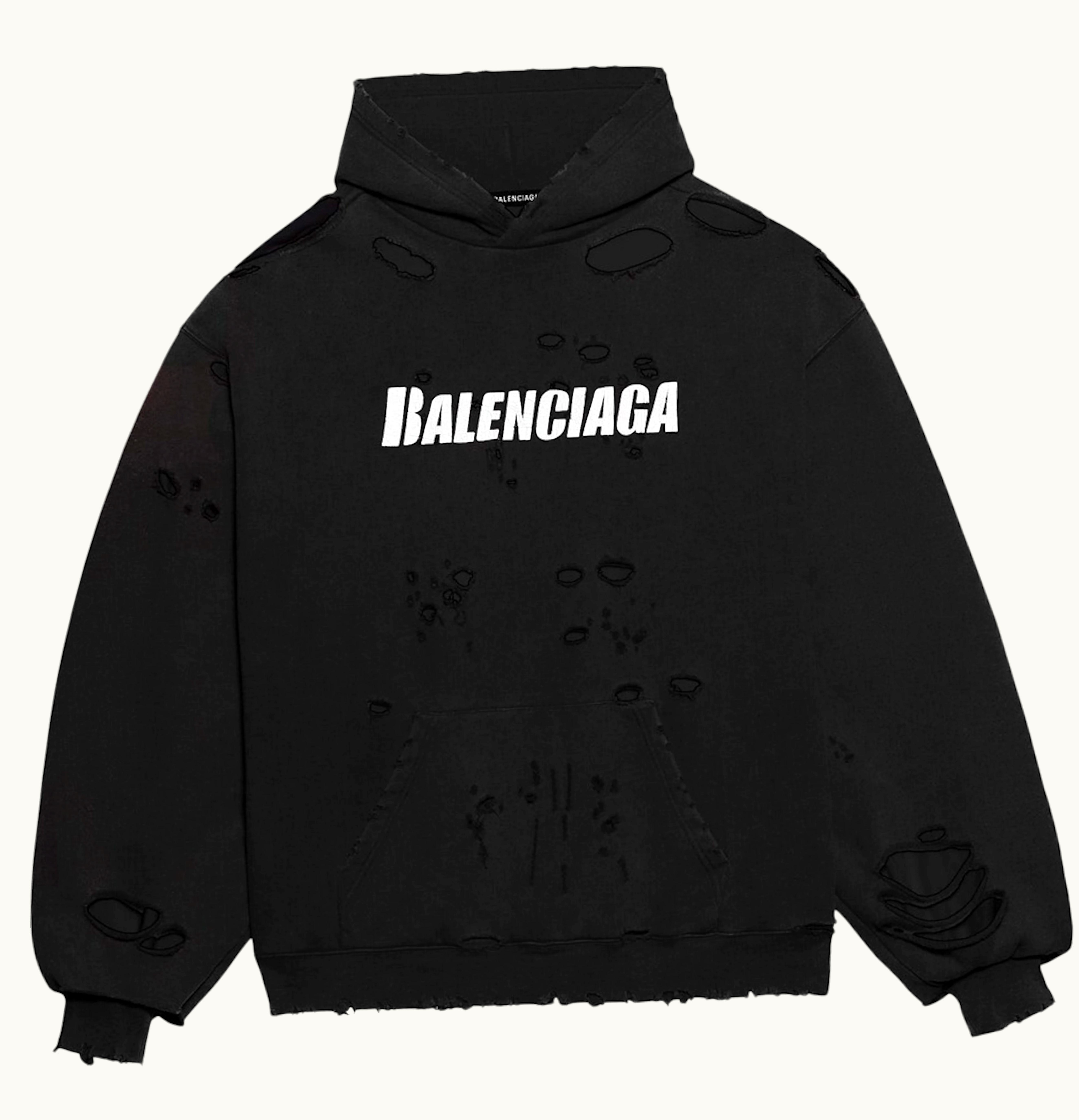 Balenciaga Balenciaga Caps Destroyed Oversize Fit Hoodie Black White