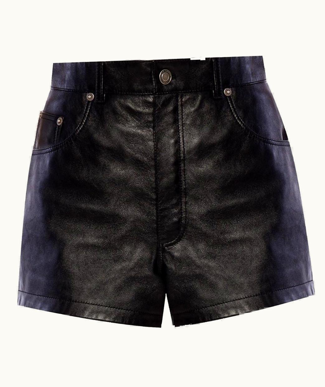 Saint Laurent Saint Laurent S/S High Waisted Black Leather Mini Shorts UZ0614268