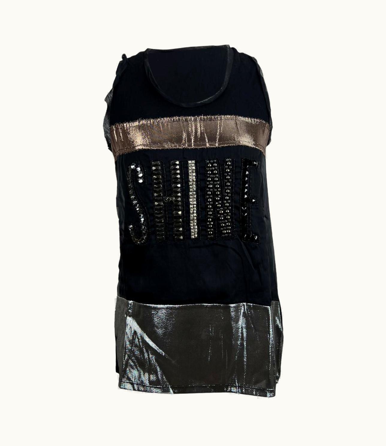 Lanvin Black Viscose Shine Sleeveless Top With Embellishment UZ0614339