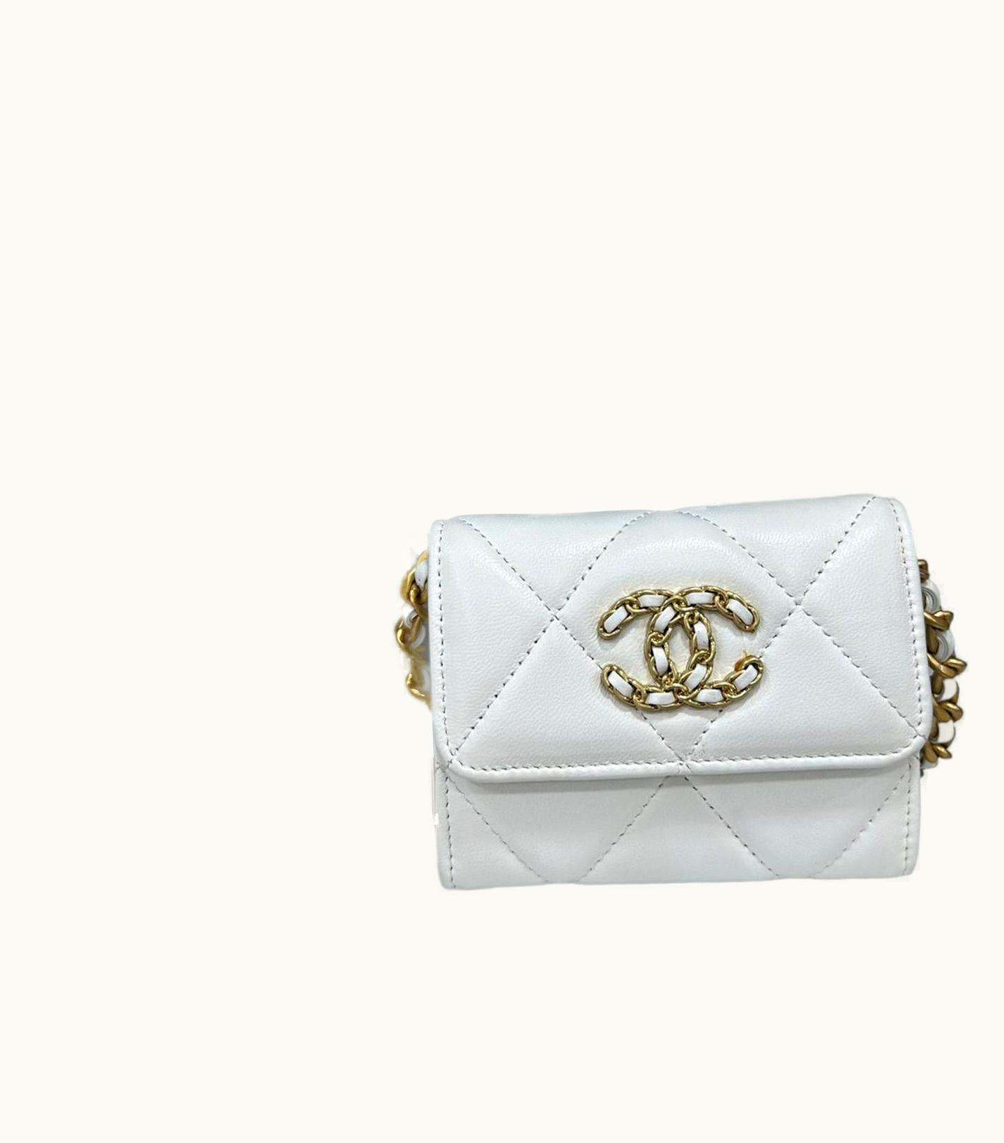 Chanel 10 Mini Wallet Pelle Bianca 2020