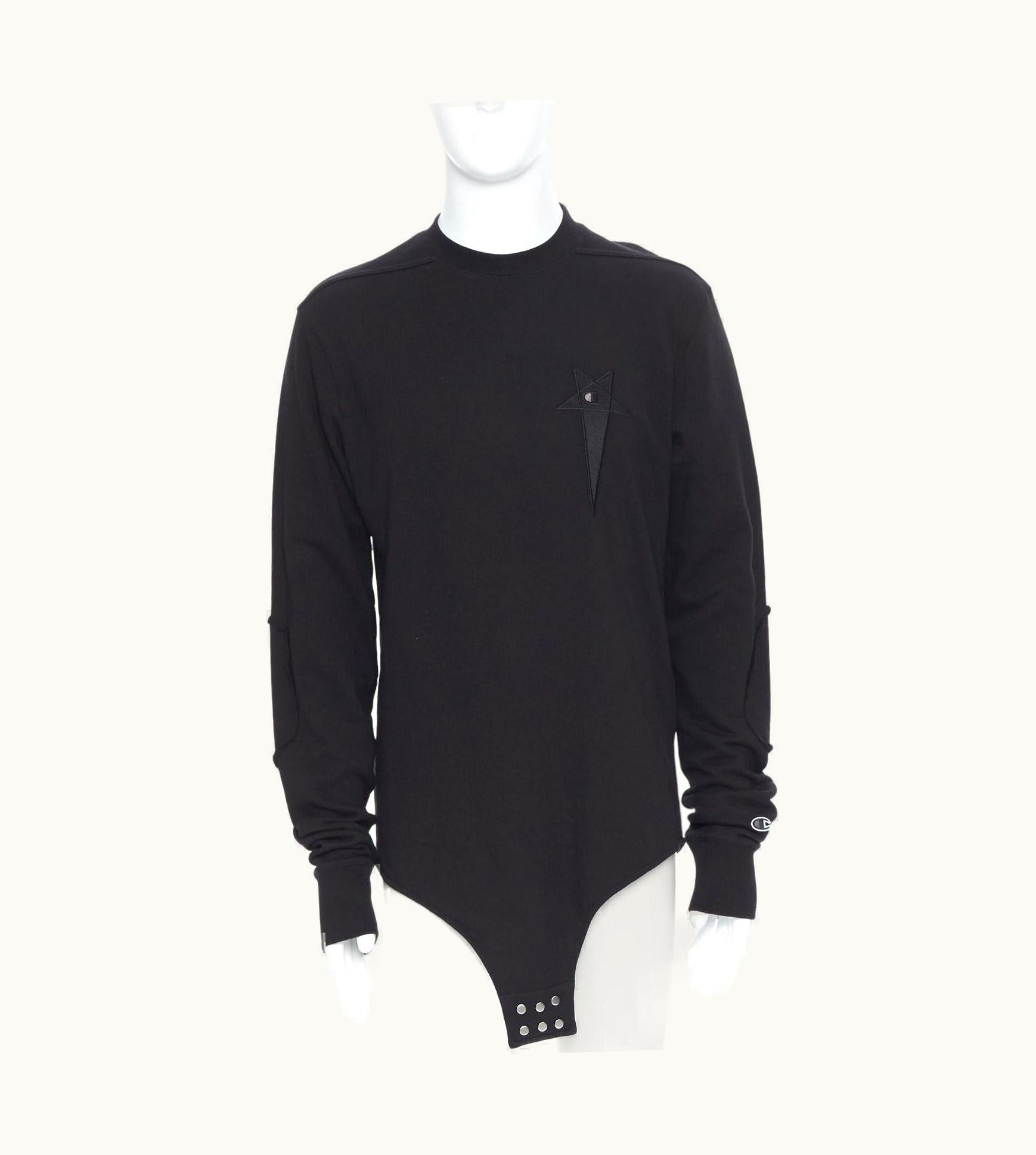Rick Owens Champion 2020 Tecuatl Black Pentagram Star Embroidered Sweater