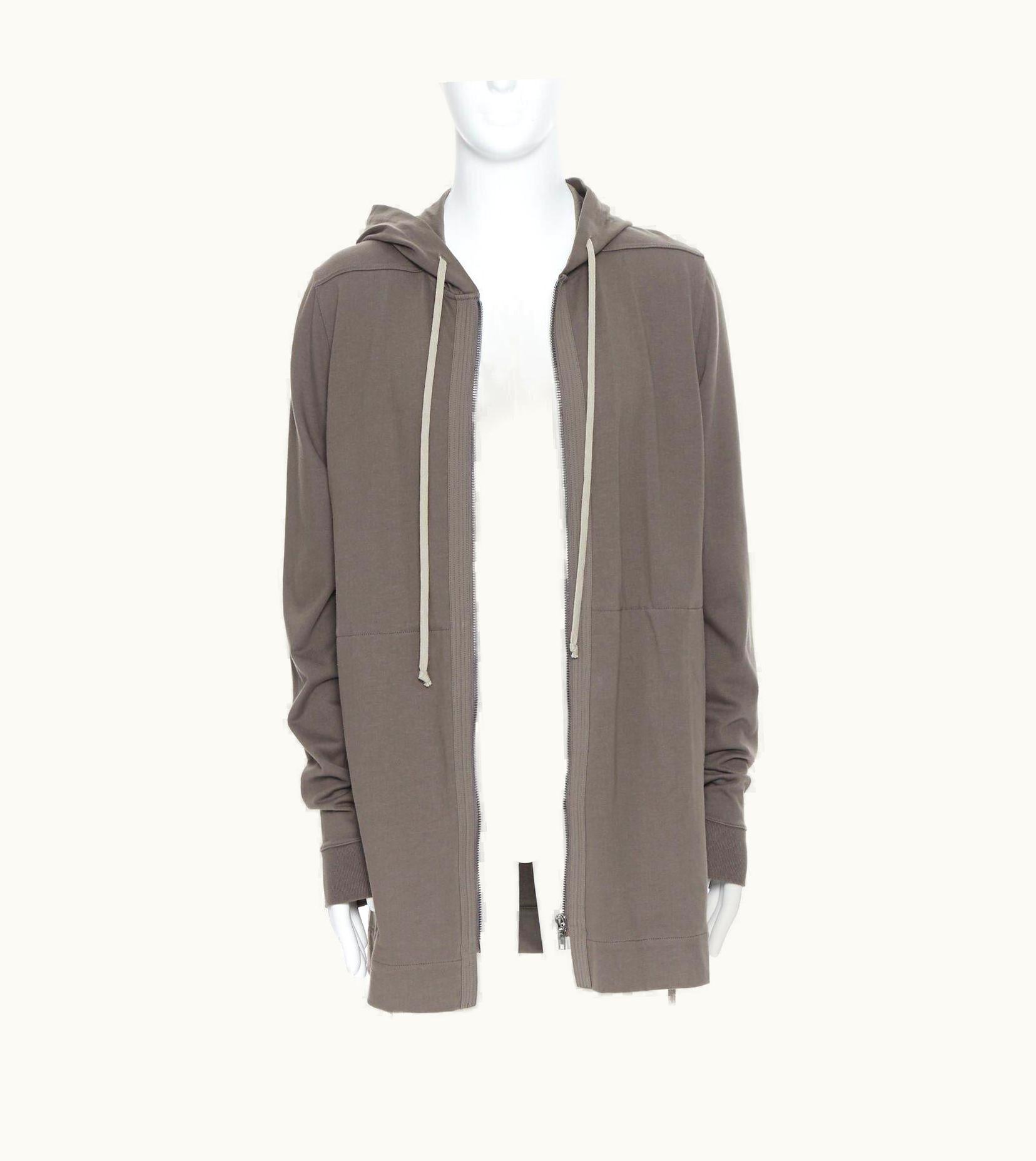 Rick Owens 2020 Tecualt Dust Grey Zip Front Ufw Print Back Long Hoodie