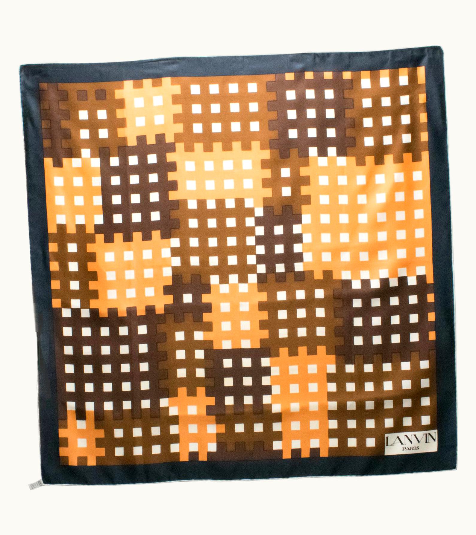 Lanvin Paris Silk Scarf Camel Cider Spice Geometric Print