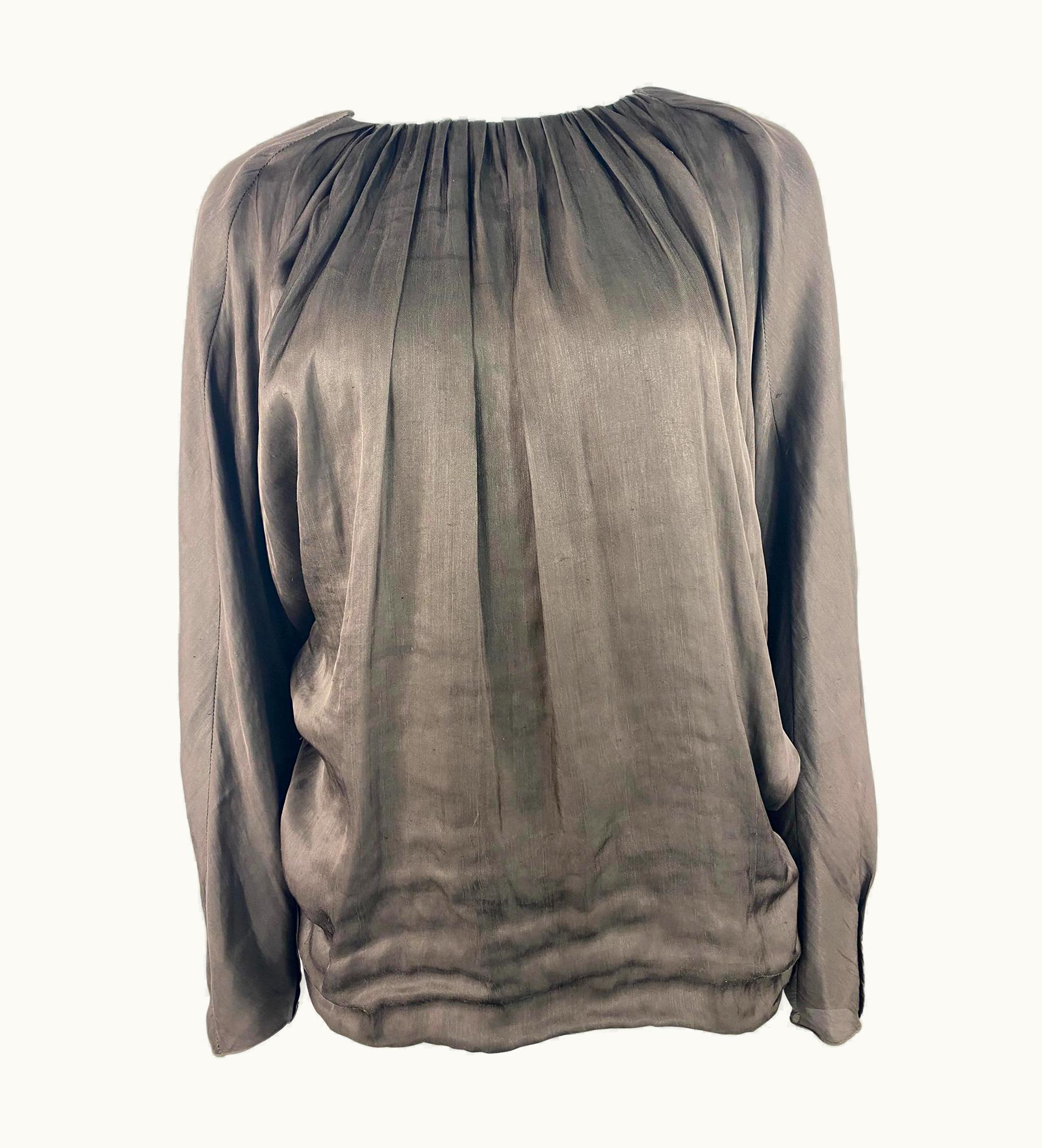 Lanvin Vintage Lanvin Collection Brown Silk Top Blouse