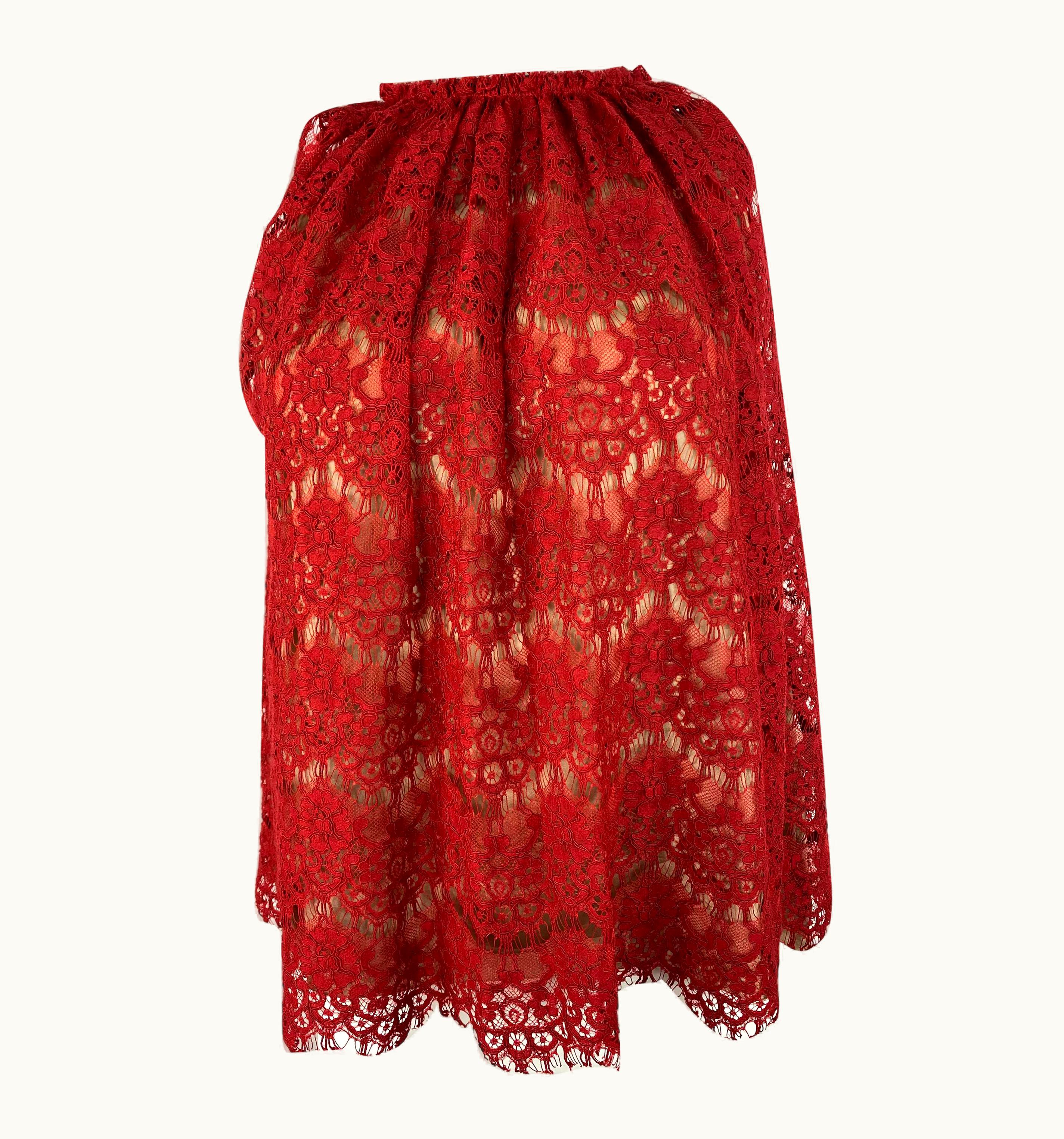 Lanvin Paris Red Lace Top