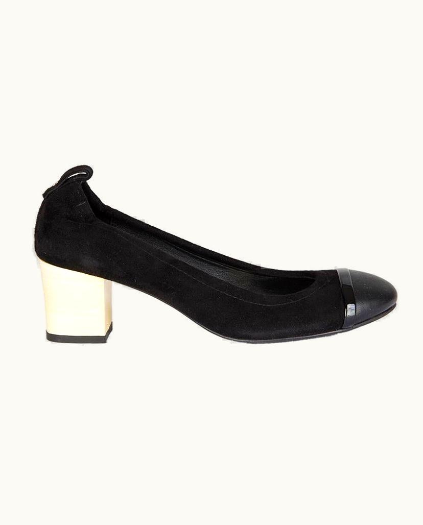 Lanvin Black Suede Block Heel Pumps Shoes