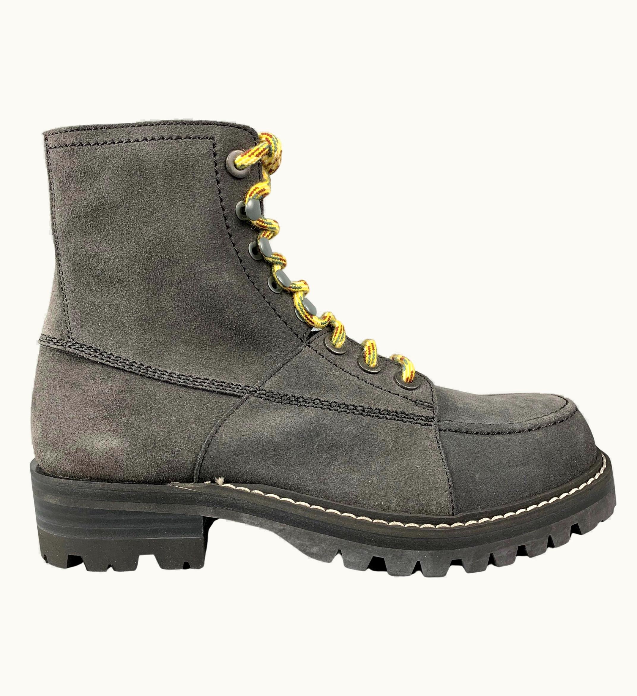 Lanvin Charcoal Suede Lace Up Boots