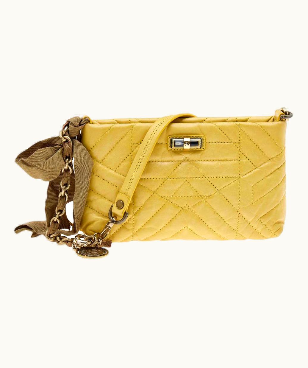 Lanvin Yellow Quilted Leather Happy Pocket Crossbody Bag