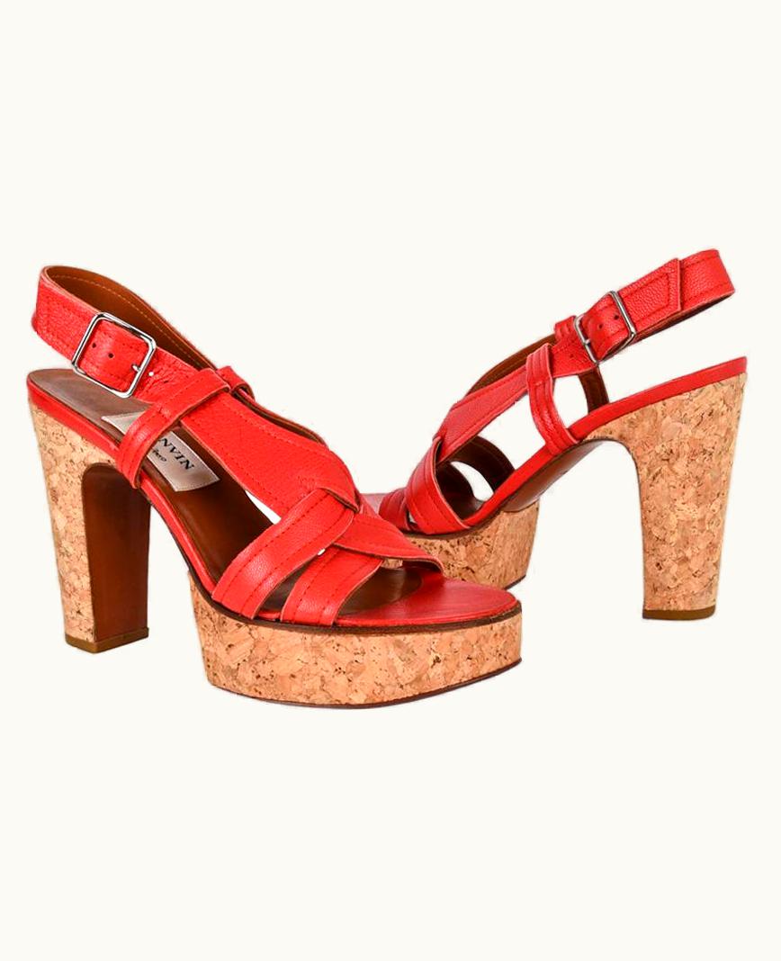 Lanvin Shoe Cork Platform Rich Red Leather 37 S/S