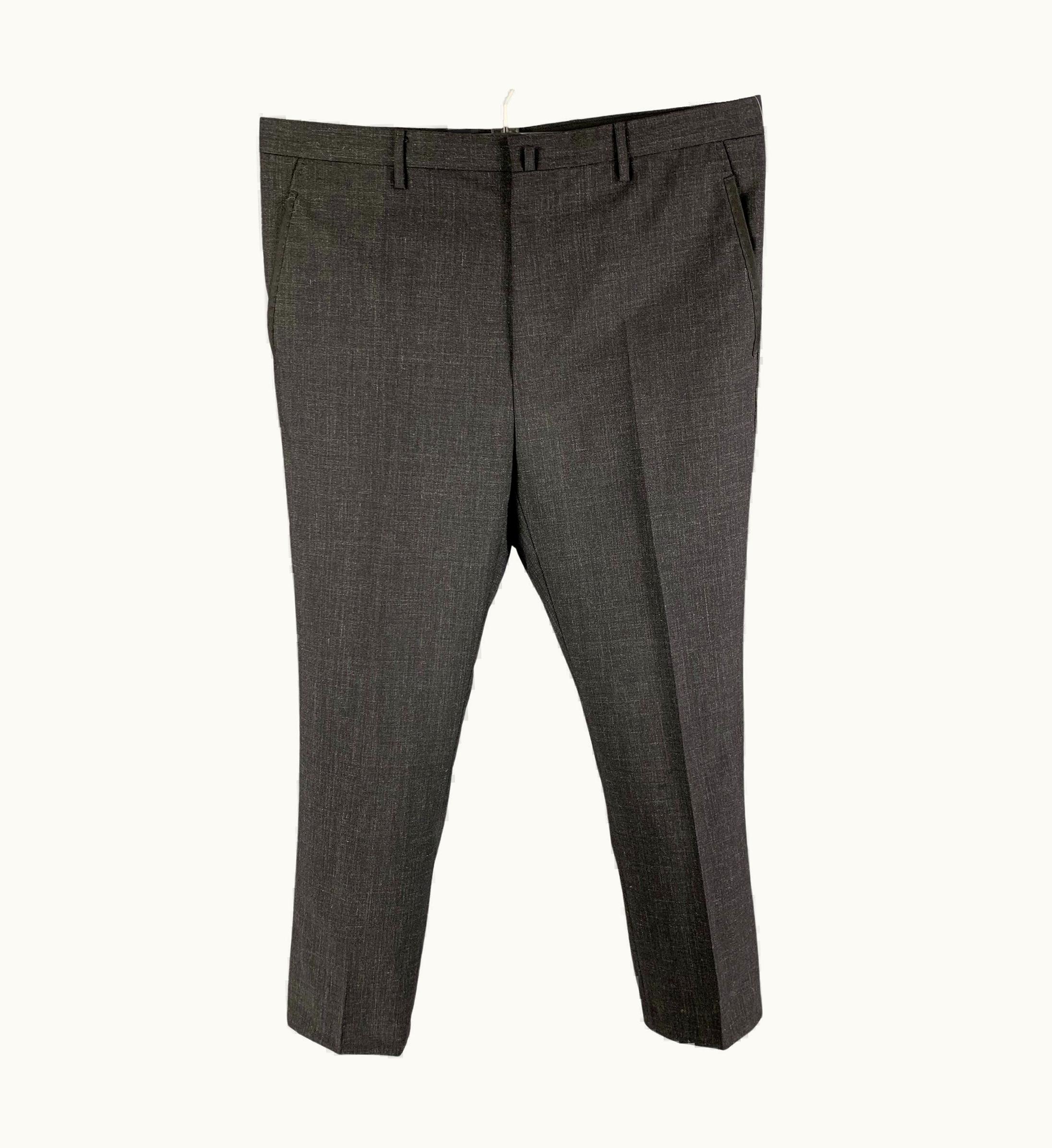 Lanvin Charcoal Wool Zip Fly Dress Pants