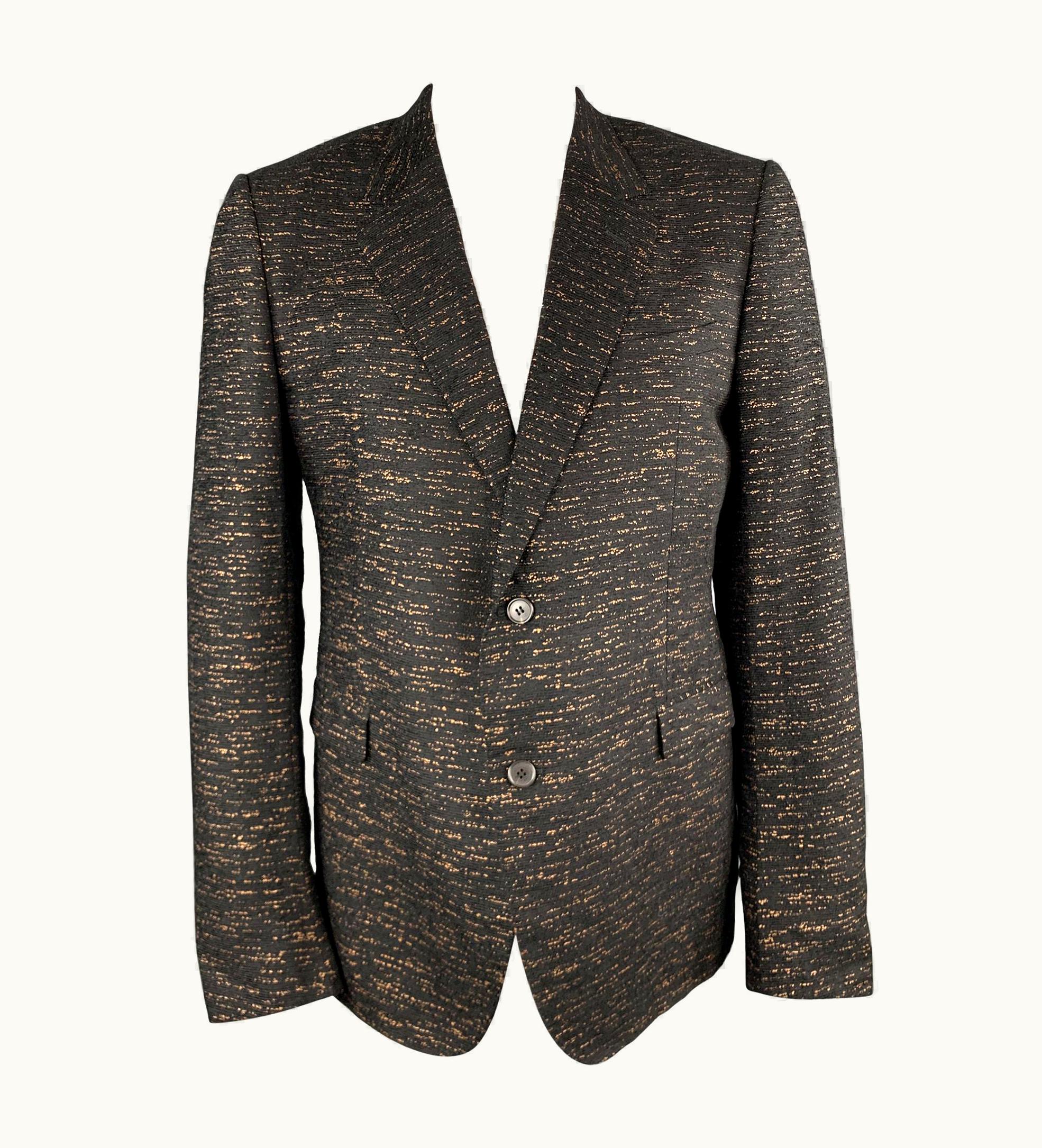 Lanvin Black & Copper Heather Textured Notch Lapel Sport Coat