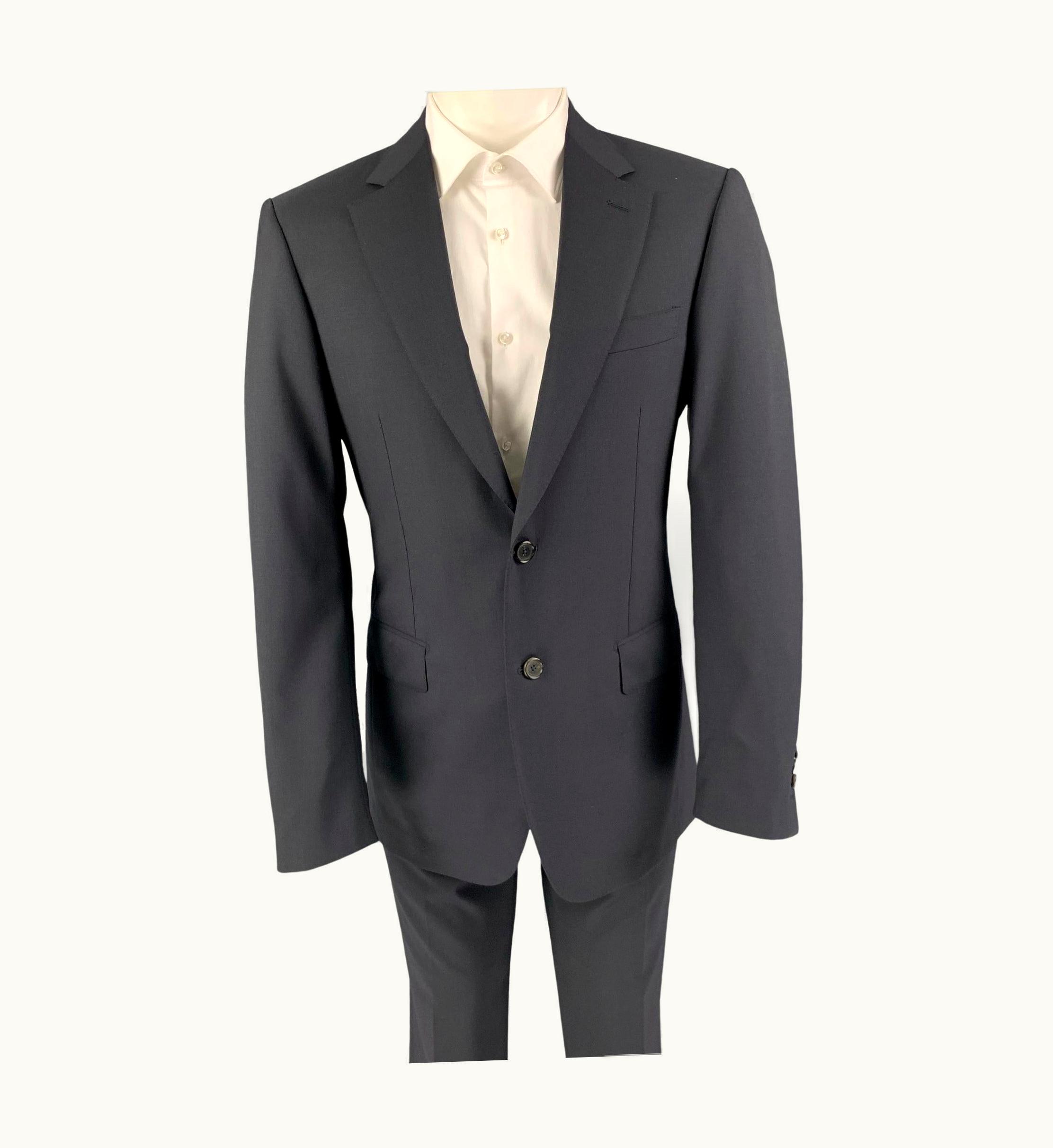 Lanvin Navy Lana Wool Notch Lapel Suit