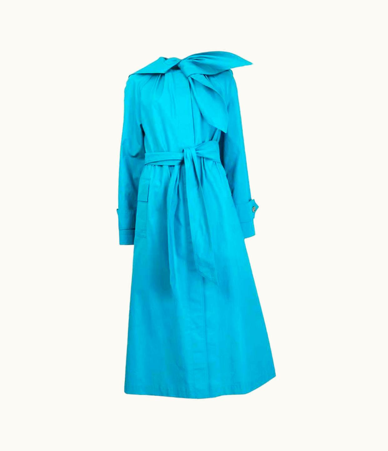 Lanvin Turquoise Cotton Oversized Trench Coat Jacket