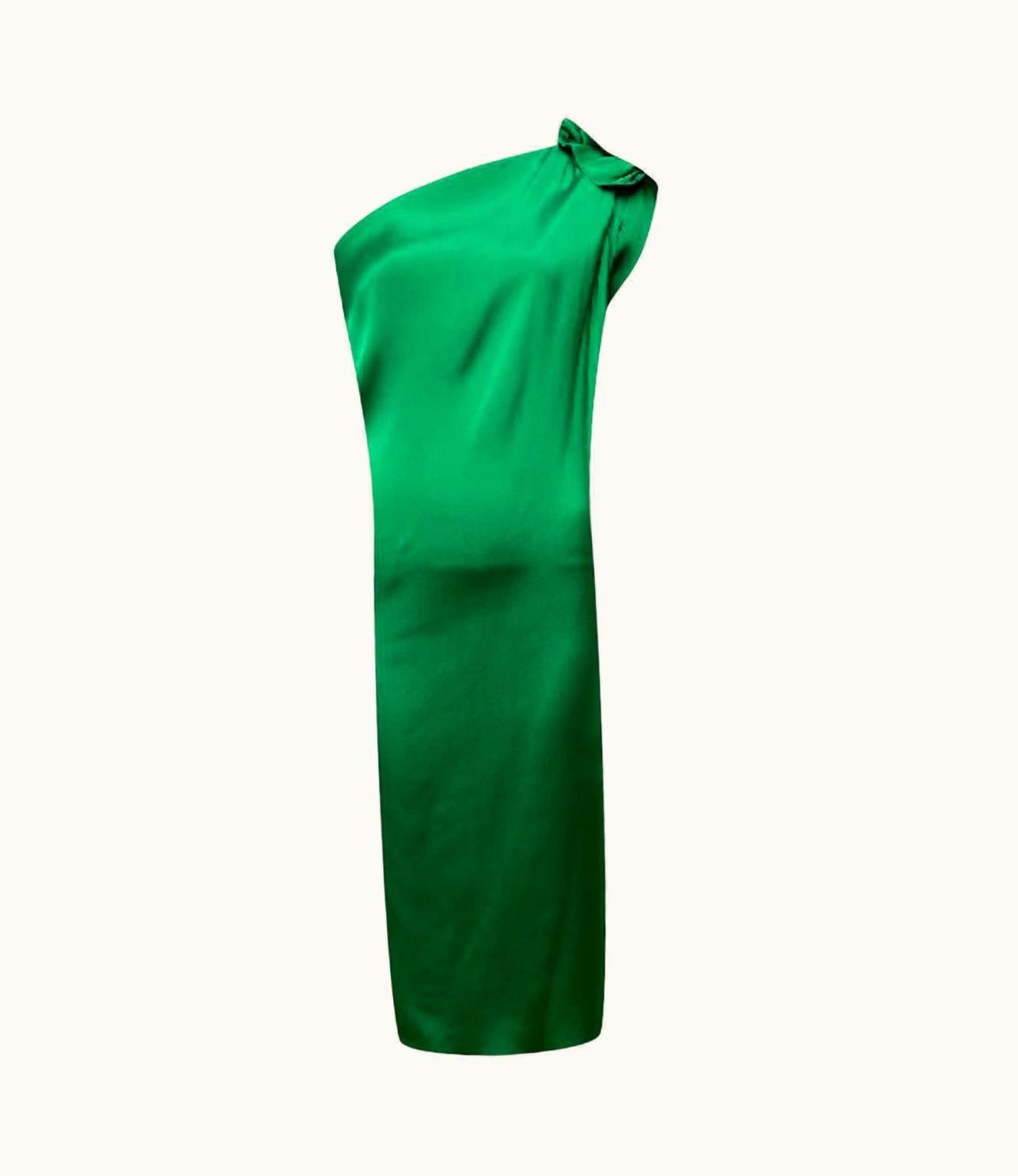 Lanvin Green Silk One Shoulder Dress Fr