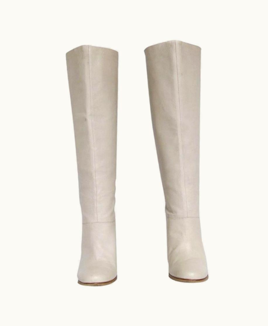 Lanvin Wedge Boots In Beige Lamb Leather .5 Fr