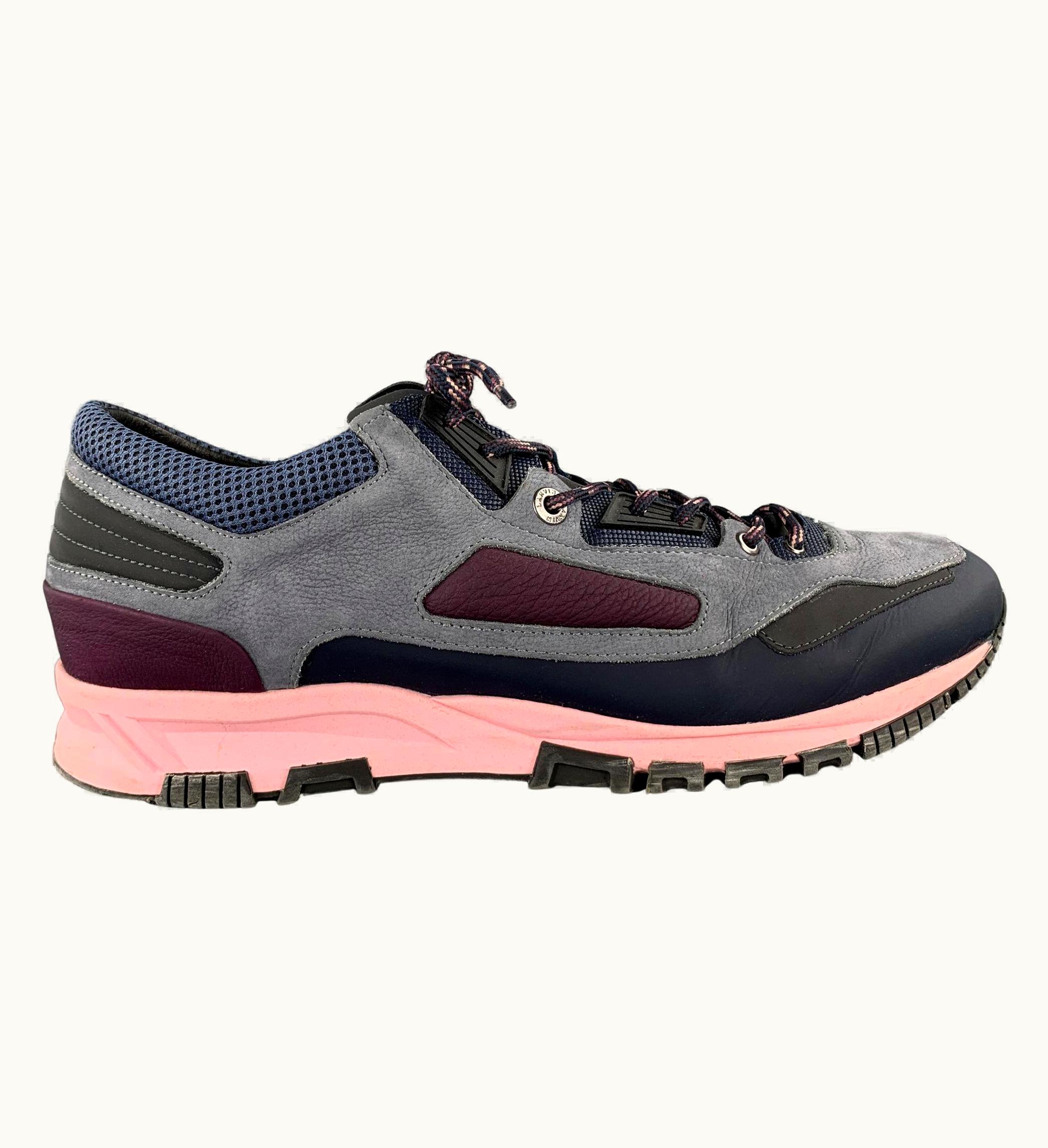 Lanvin Multi-Color Mixed Materials Nylon Lace Up Sneakers