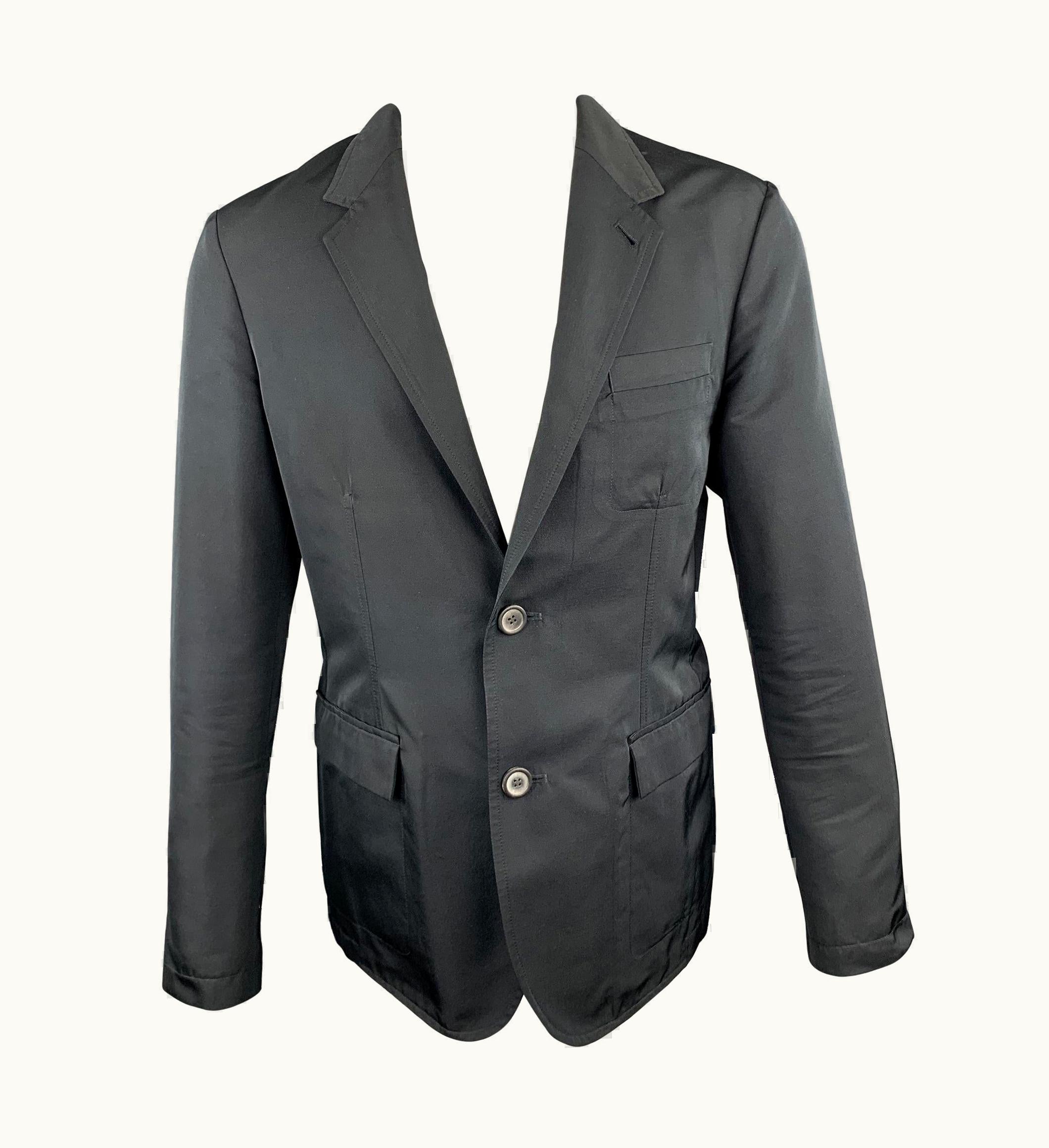 Lanvin Black Polyester S/S Wool Notch Lapel Sport Coat Jacket