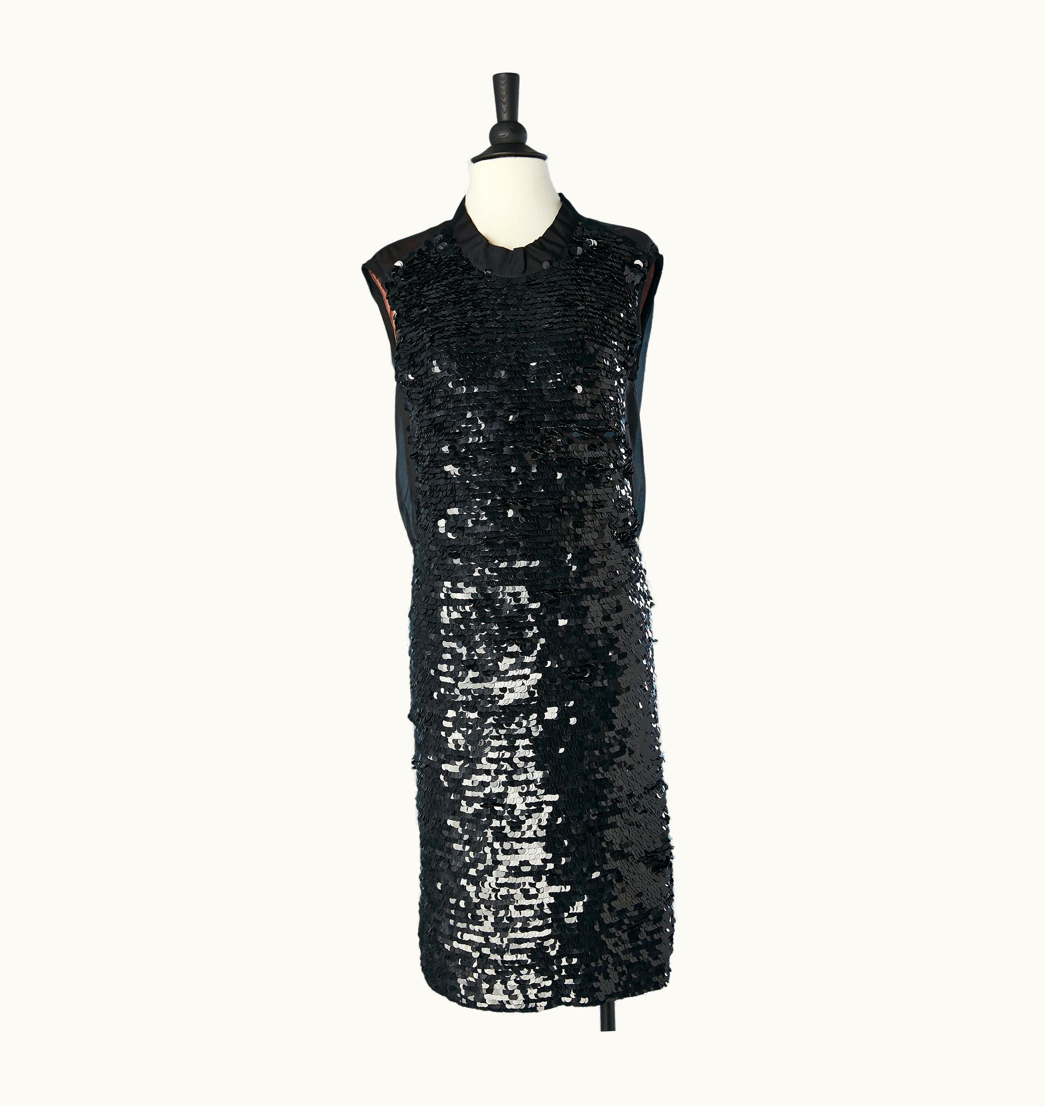Lanvin Black Sequins And Silk Chiffon Cocktail Dress Lanvin By Alber Elbaz