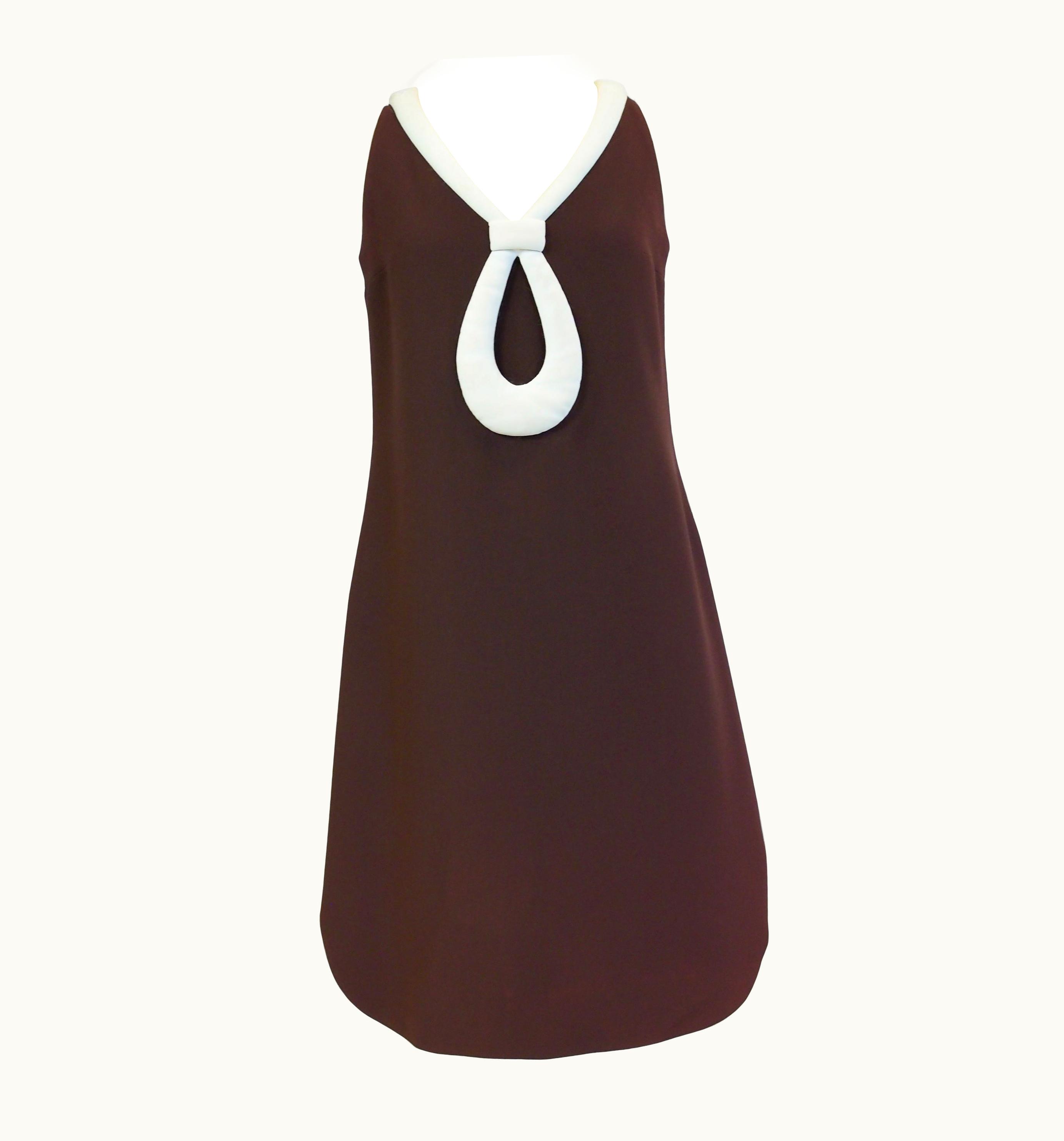 A Space Age Pierre Cardin Dress In Chocolate Jersey Circa 1970/1975 1975