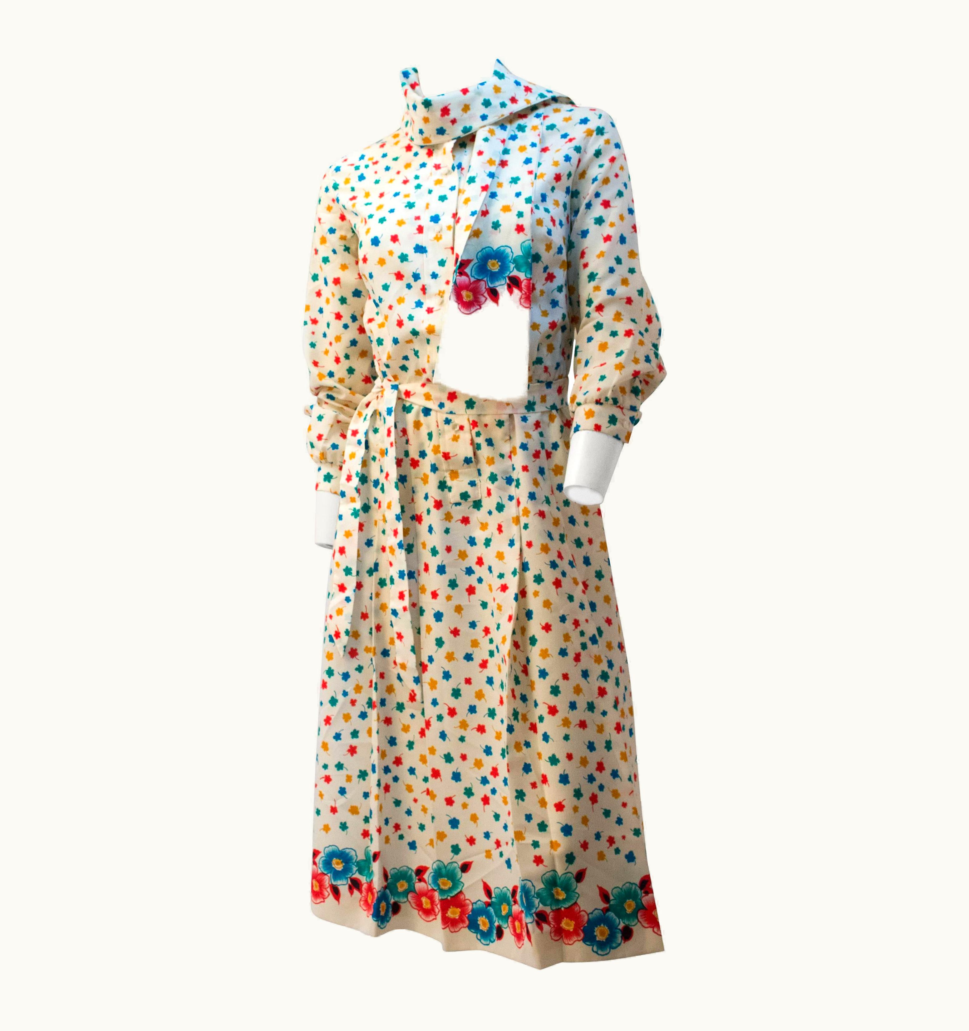Lanvin 70s Lanvin Flower & Leaf Print Dress