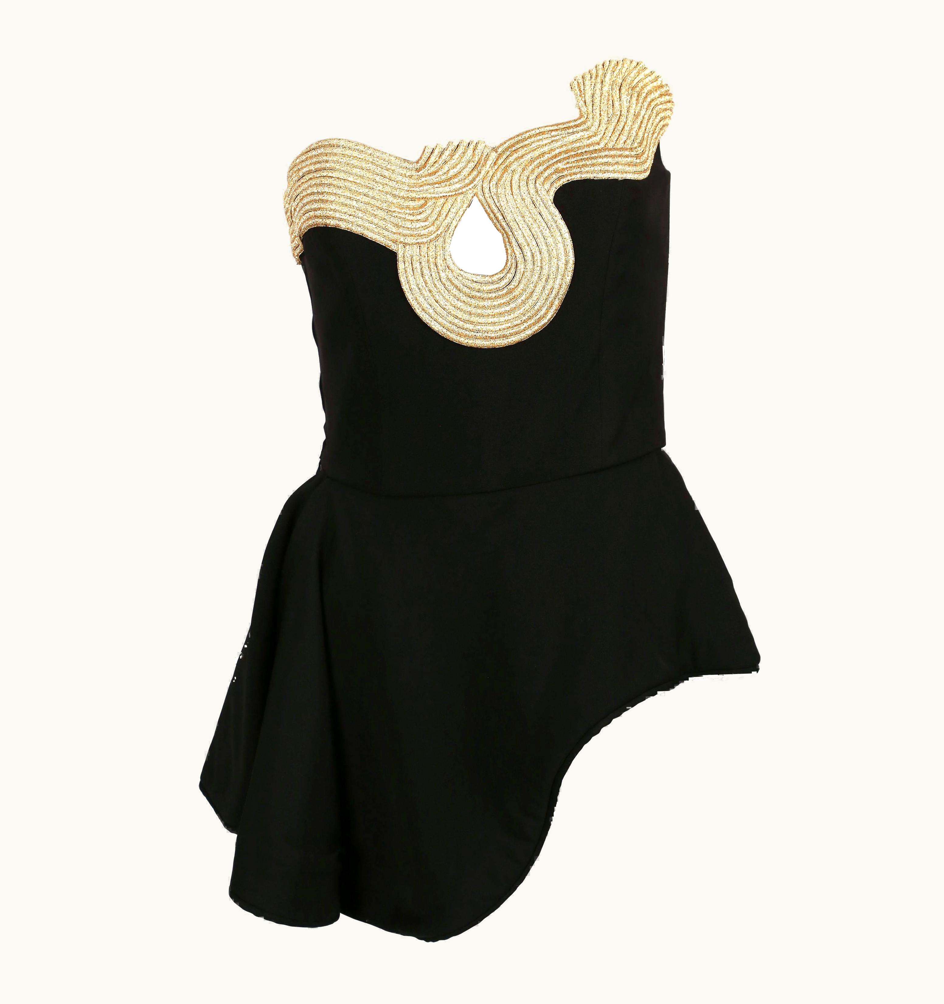 Lanvin 1990' Lanvin Black Bustier With Gold Lurex Thread Detail