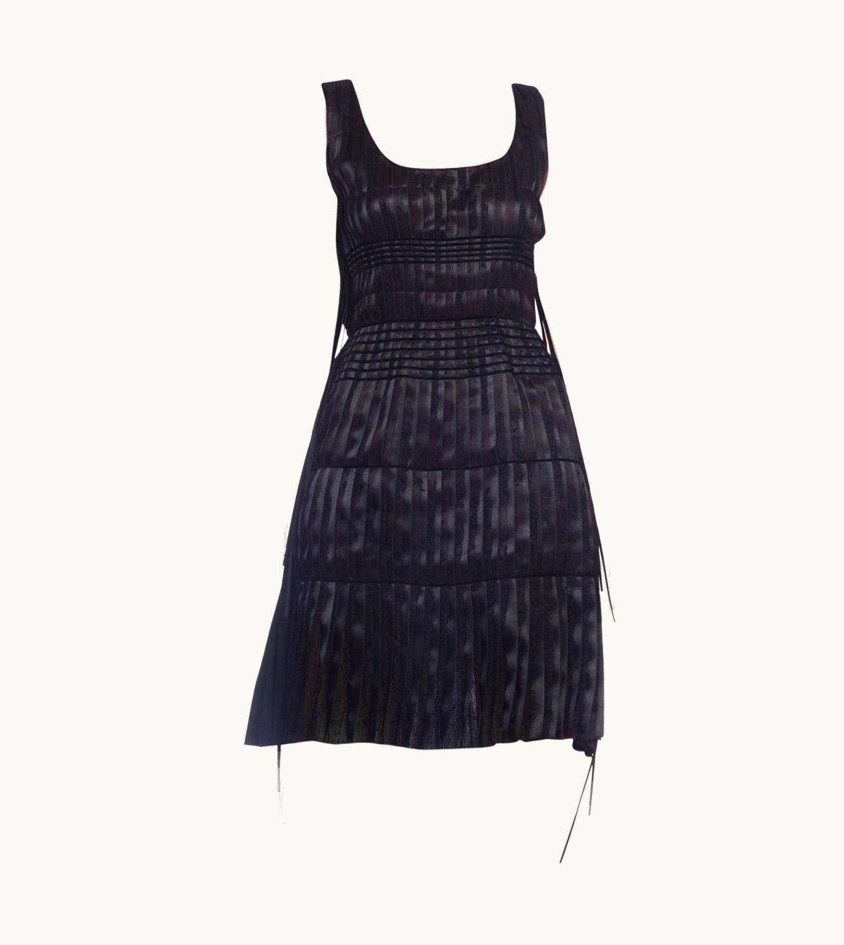 Lanvin 2003 Alber Elbaz Lanvin Pleated Lace Cocktail Dress Runway Sample