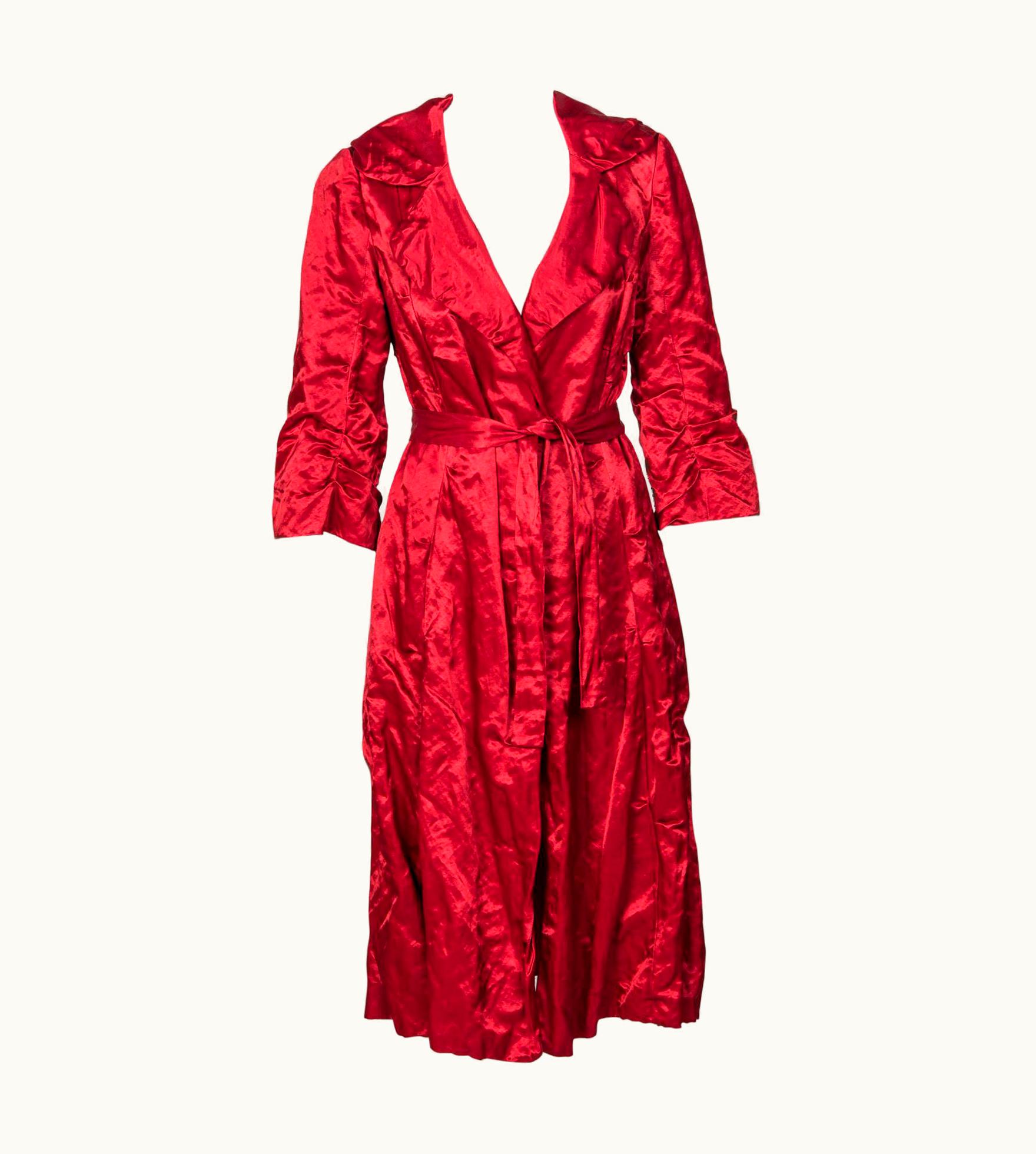 Lanvin Alber Elbaz Red Evening Coat Runway 2006