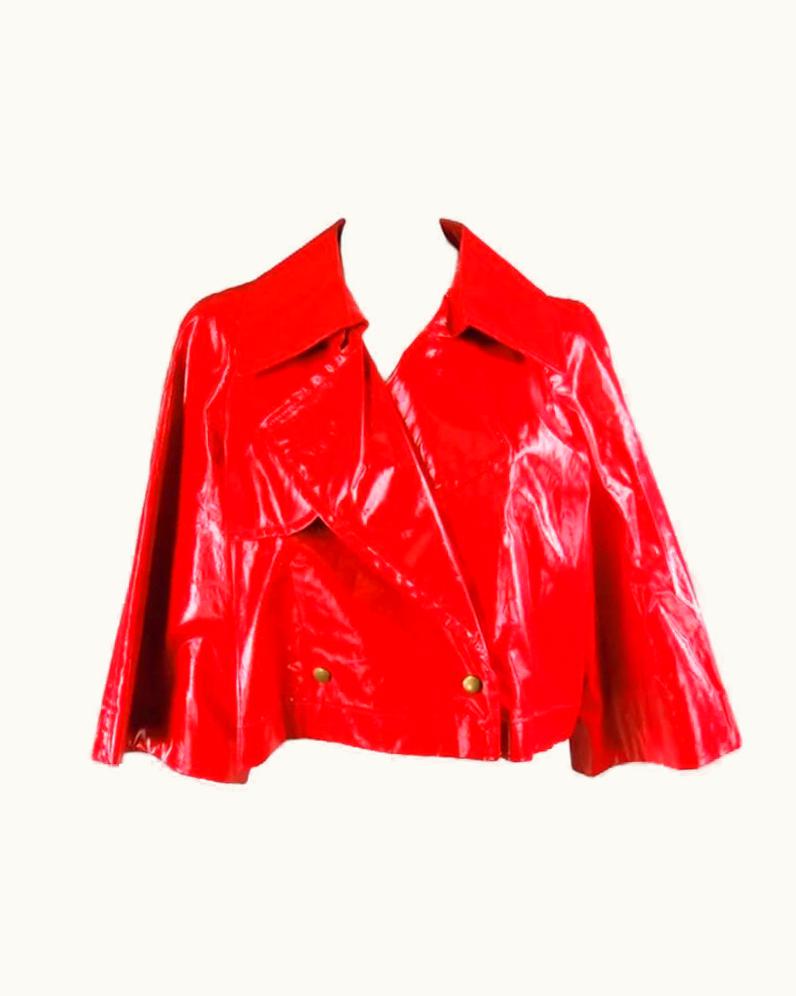 Lanvin 2007' Lanvin Glossy Red Cropped Raincoat Jacket