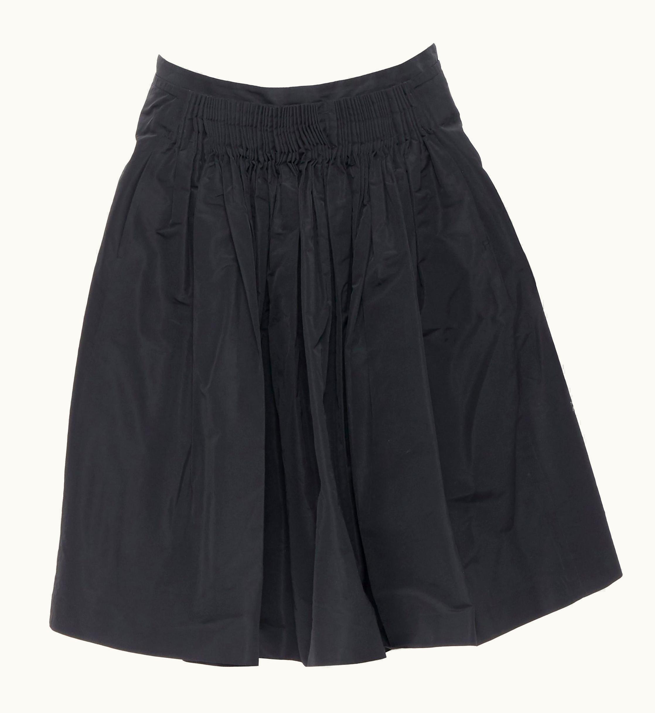 Miu Miu Vintage Miu Polyester Acetate Pleated Dual Slit Pocket Flared Skirt